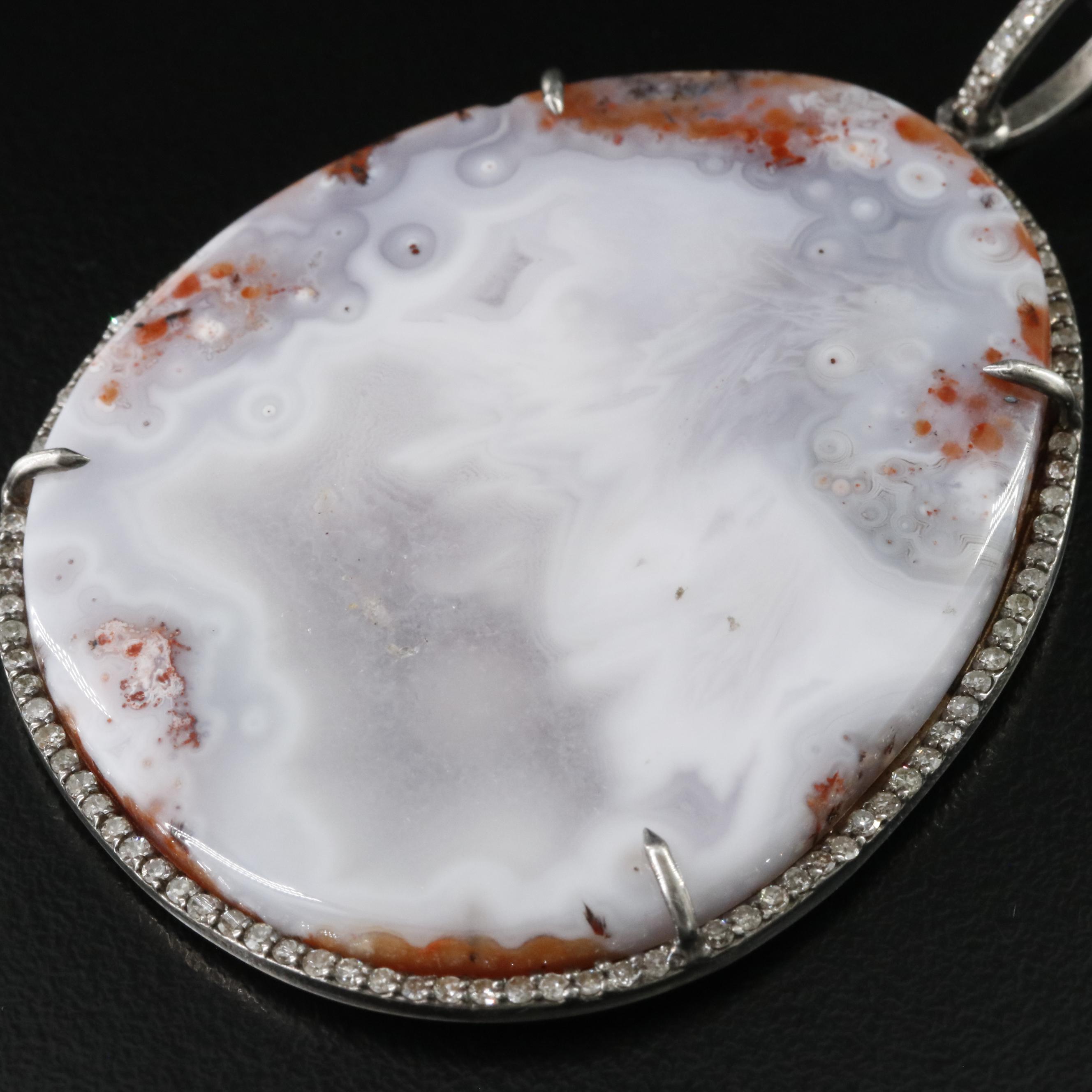 Sheryl Lowe Sterling Agate and Diamond Pendant