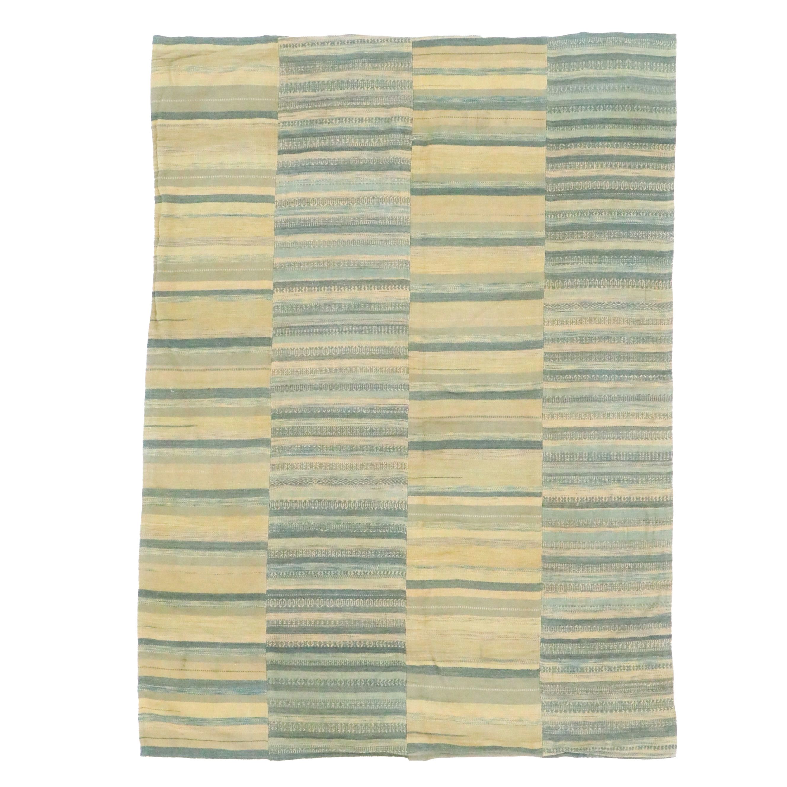 5'9 x 7'10 Handwoven Stitched-Panel Flatweave Area Rug