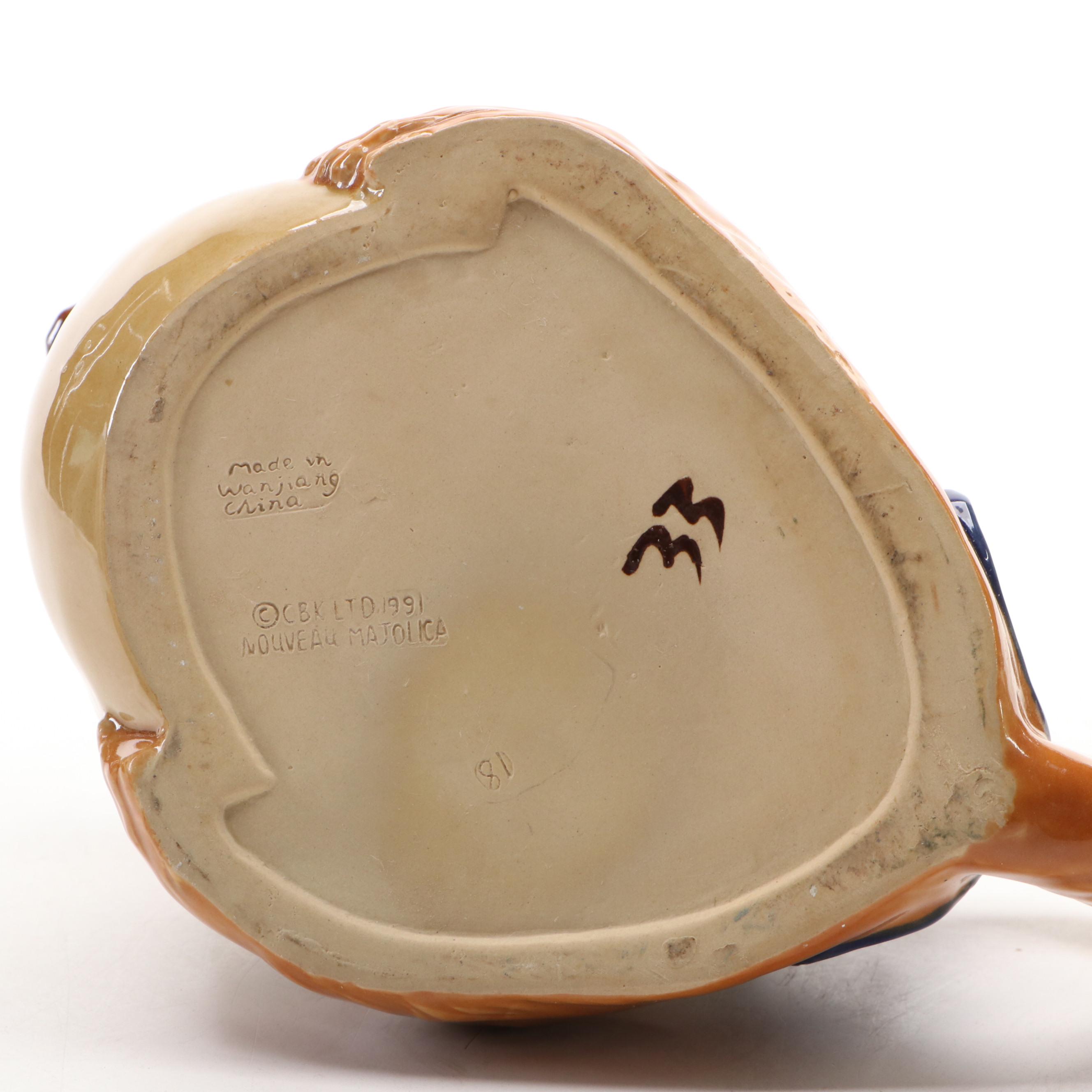 Nouveau Majolica Monkey and Gourd Teapot