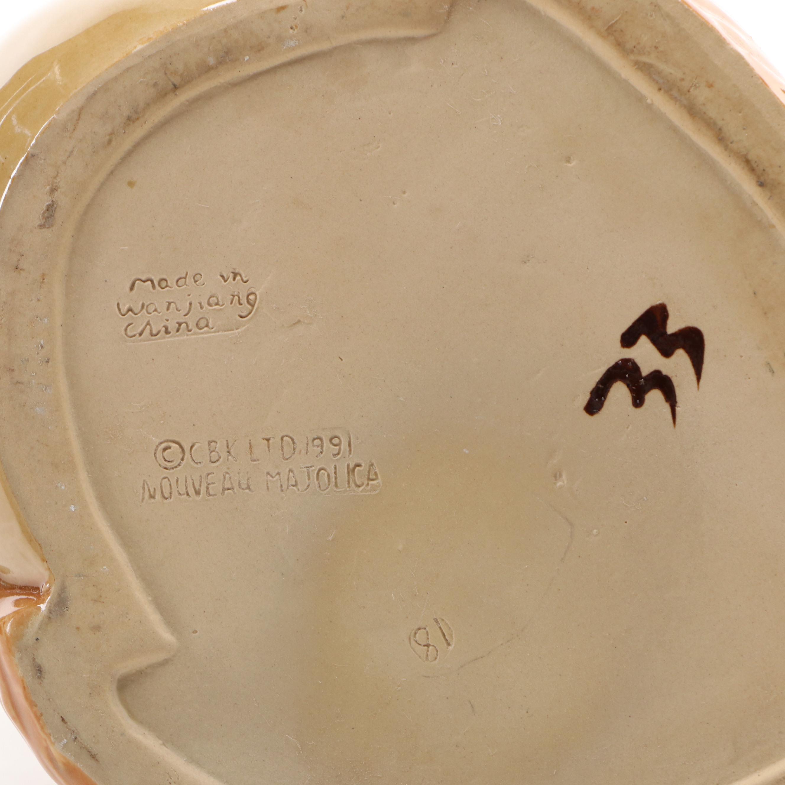 Nouveau Majolica Monkey and Gourd Teapot