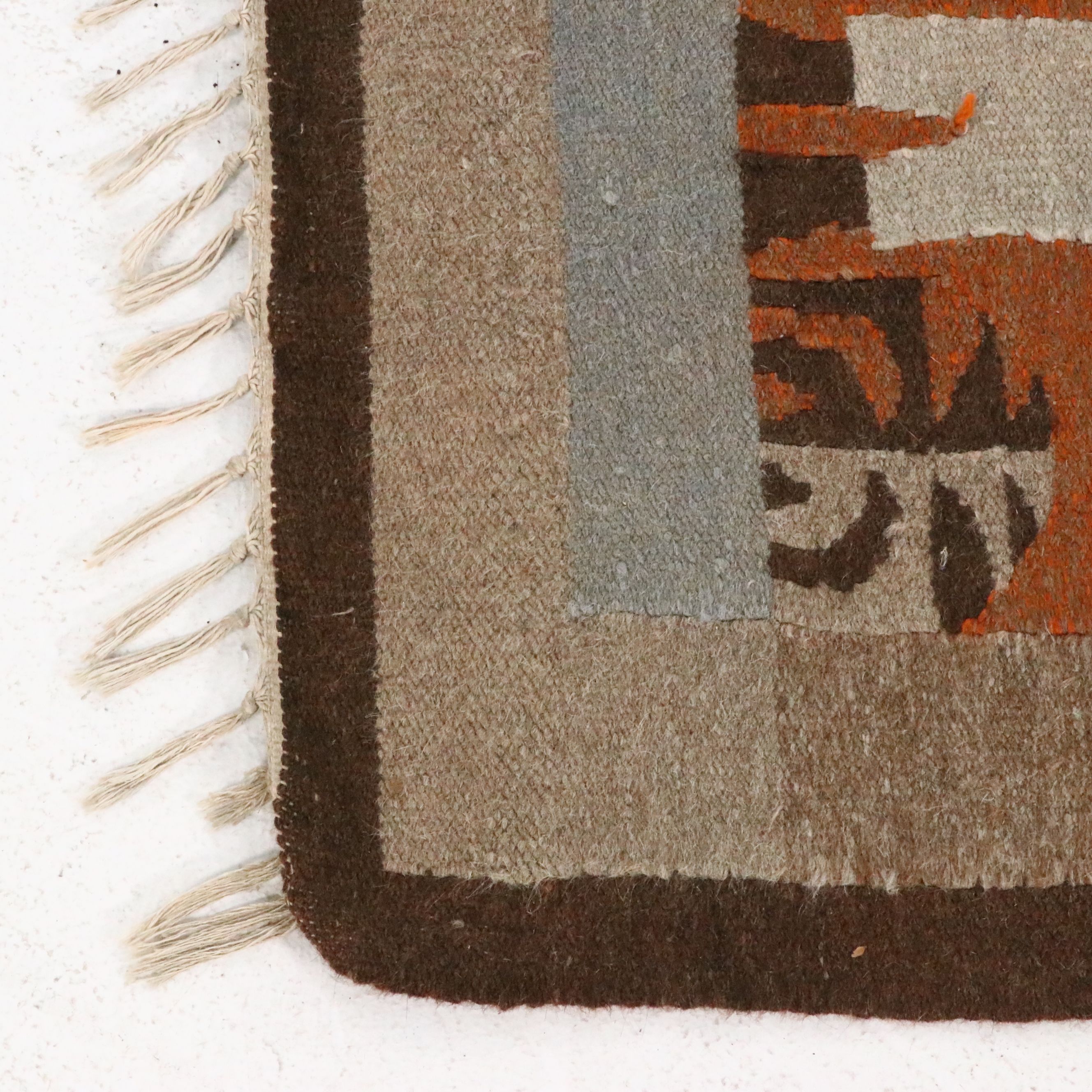 3'10 x 5'6 Handwoven Moroccan Village Scene Kilim Area Rug