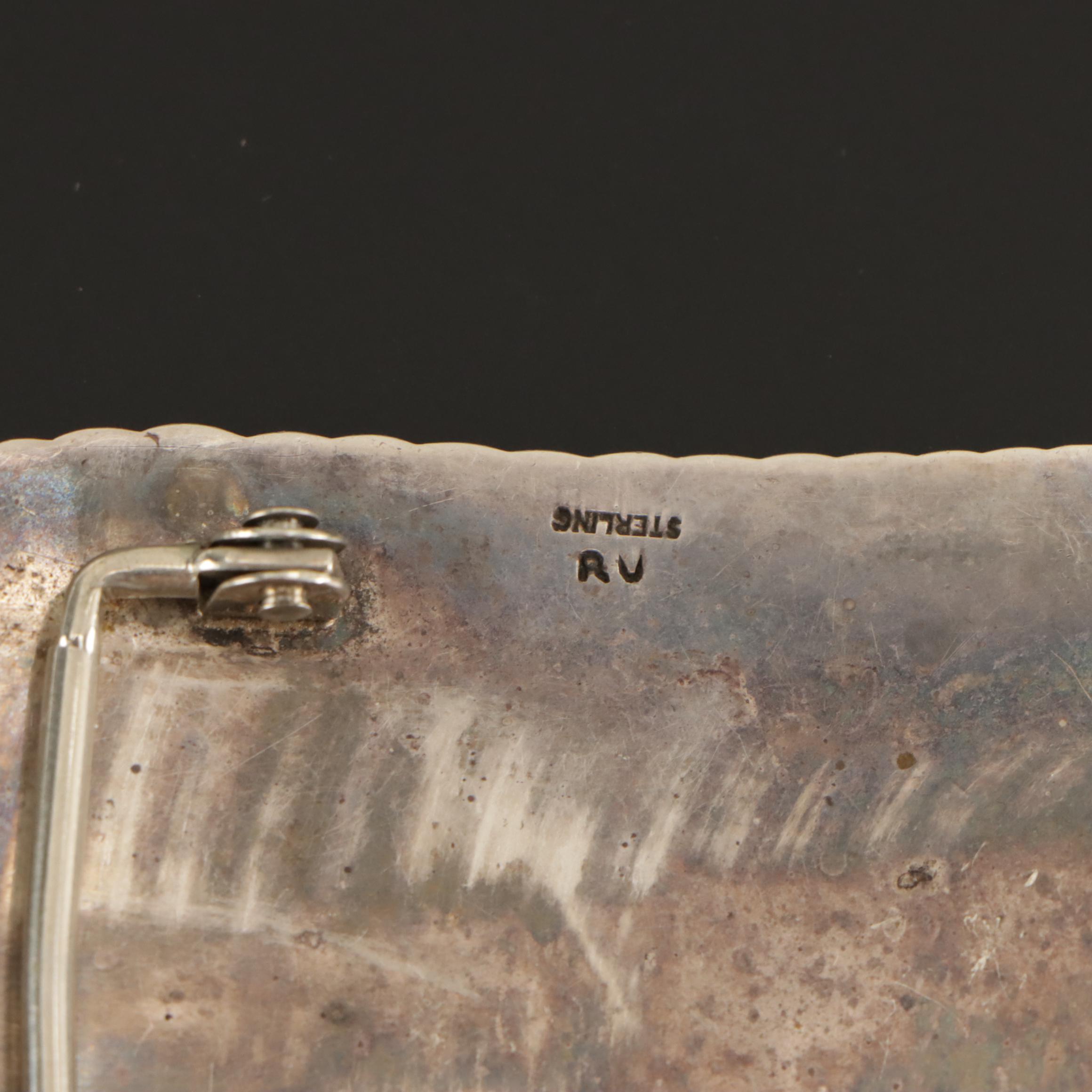 Signed Hopi Eagle Dancer Sterling Silver Overlay Belt Buckle