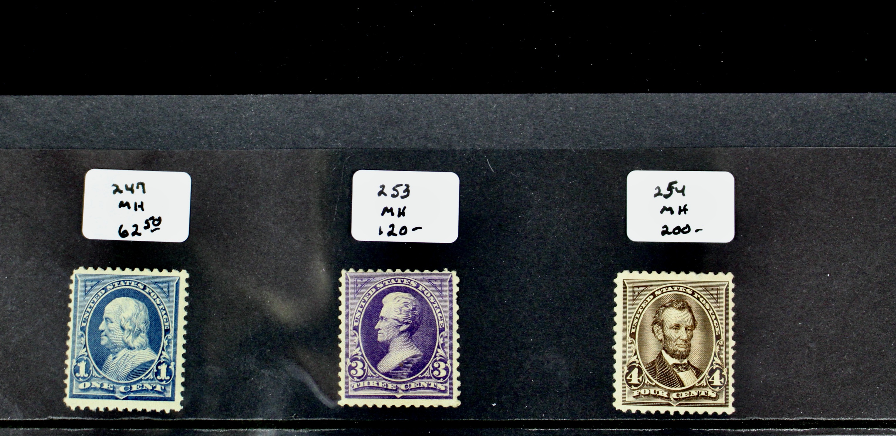 Fifteen Mint Hinged U.S. Postage Stamps, Scott 247 to 396