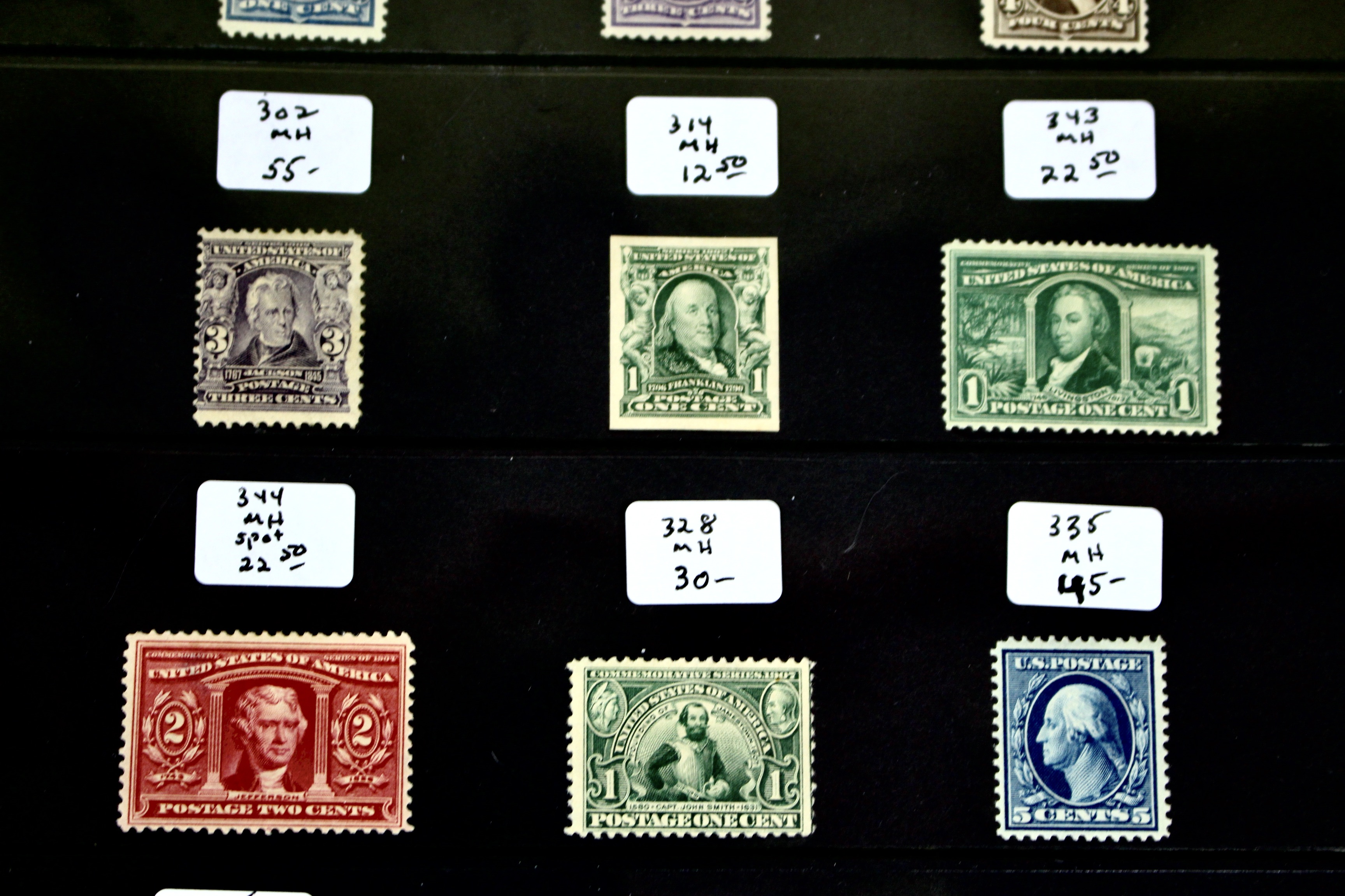 Fifteen Mint Hinged U.S. Postage Stamps, Scott 247 to 396