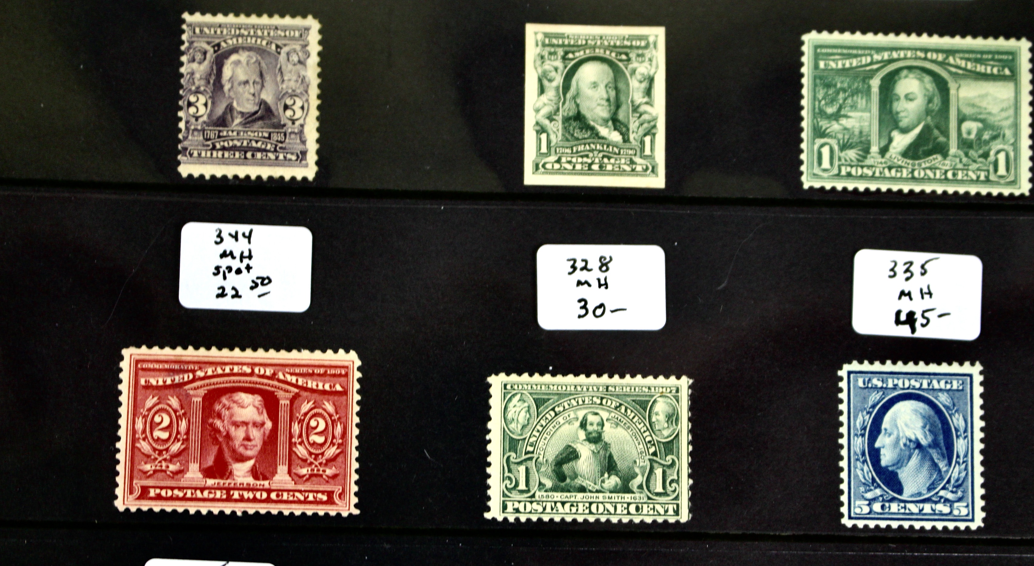 Fifteen Mint Hinged U.S. Postage Stamps, Scott 247 to 396