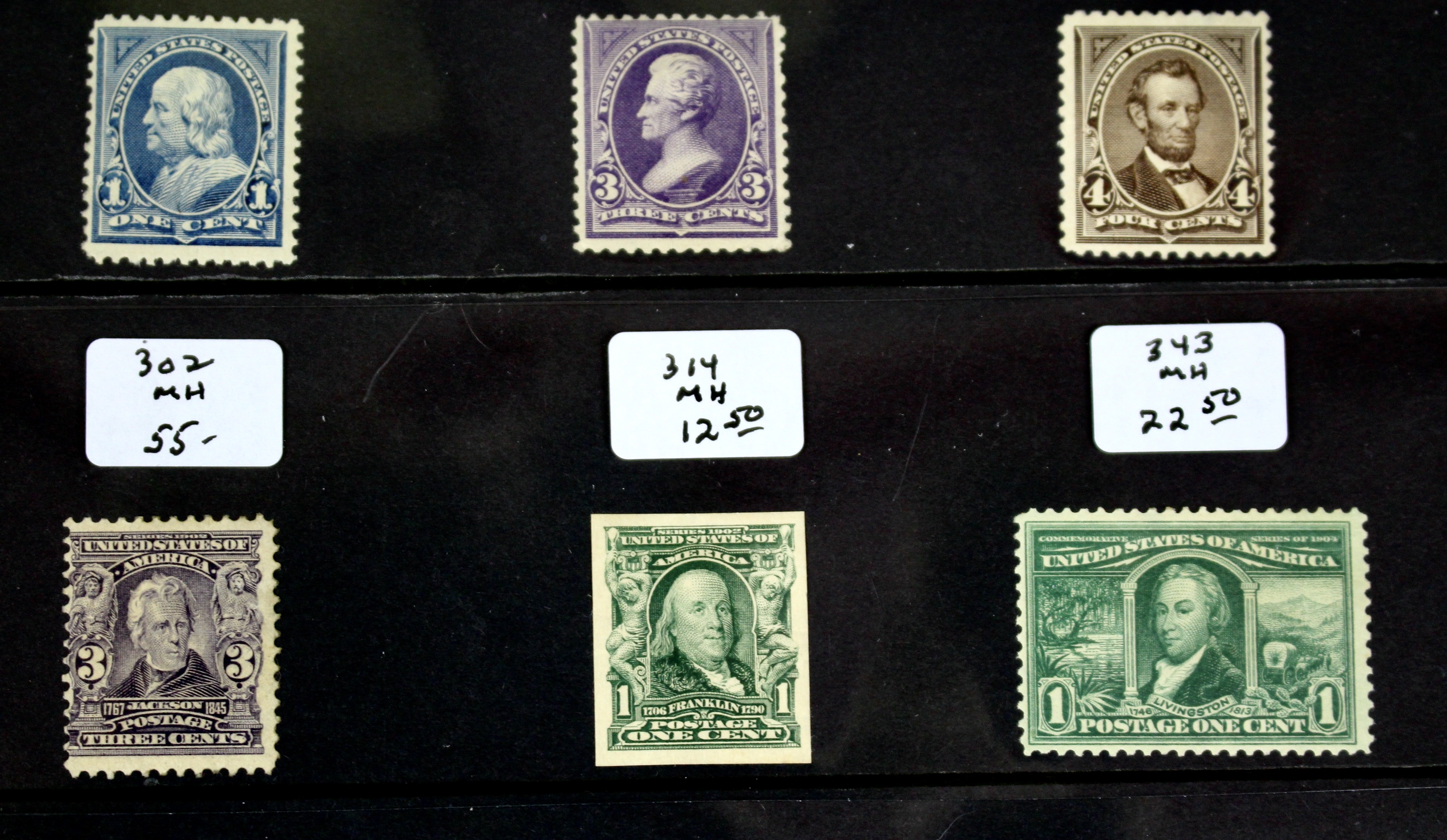 Fifteen Mint Hinged U.S. Postage Stamps, Scott 247 to 396