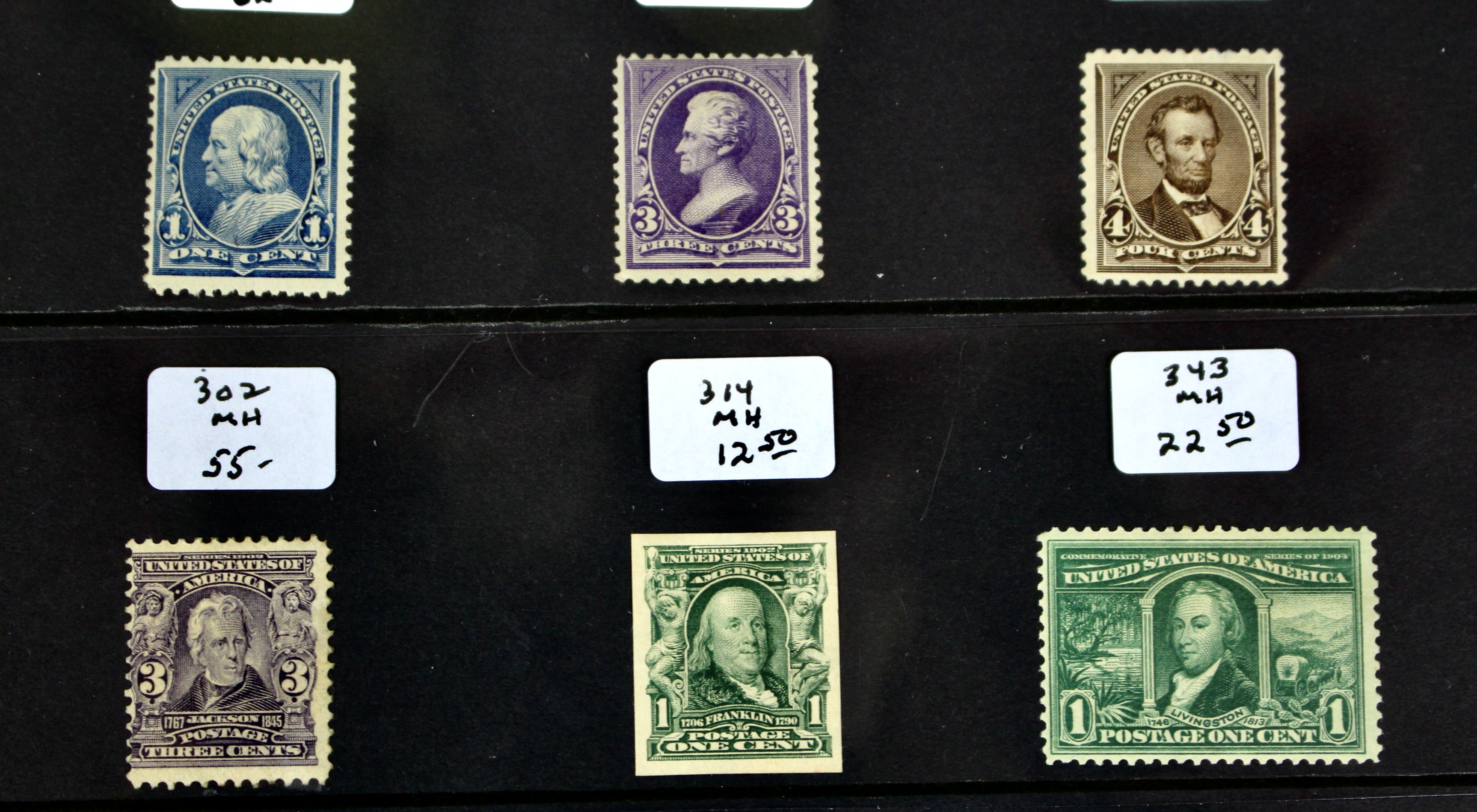 Fifteen Mint Hinged U.S. Postage Stamps, Scott 247 to 396