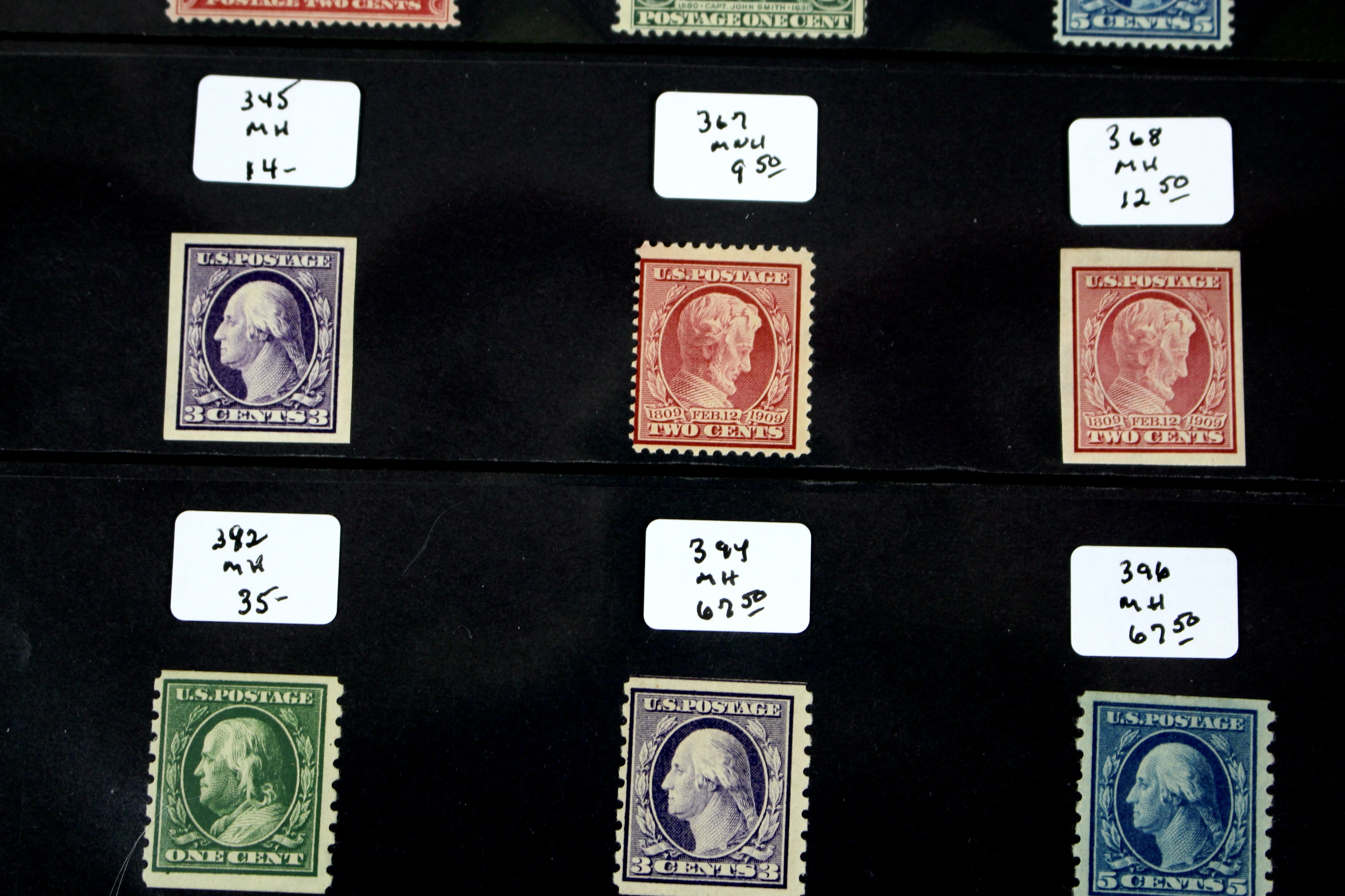 Fifteen Mint Hinged U.S. Postage Stamps, Scott 247 to 396