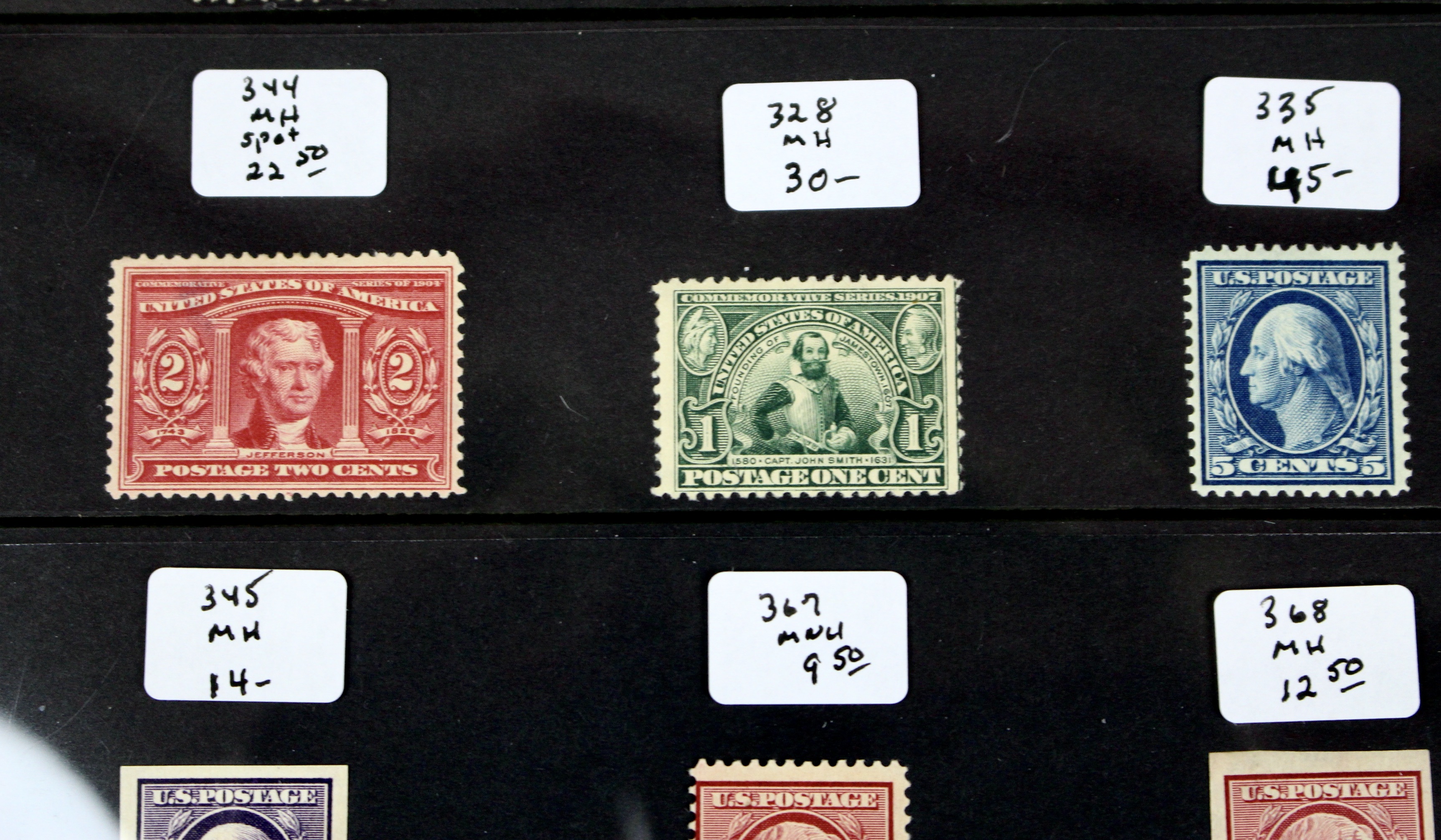 Fifteen Mint Hinged U.S. Postage Stamps, Scott 247 to 396