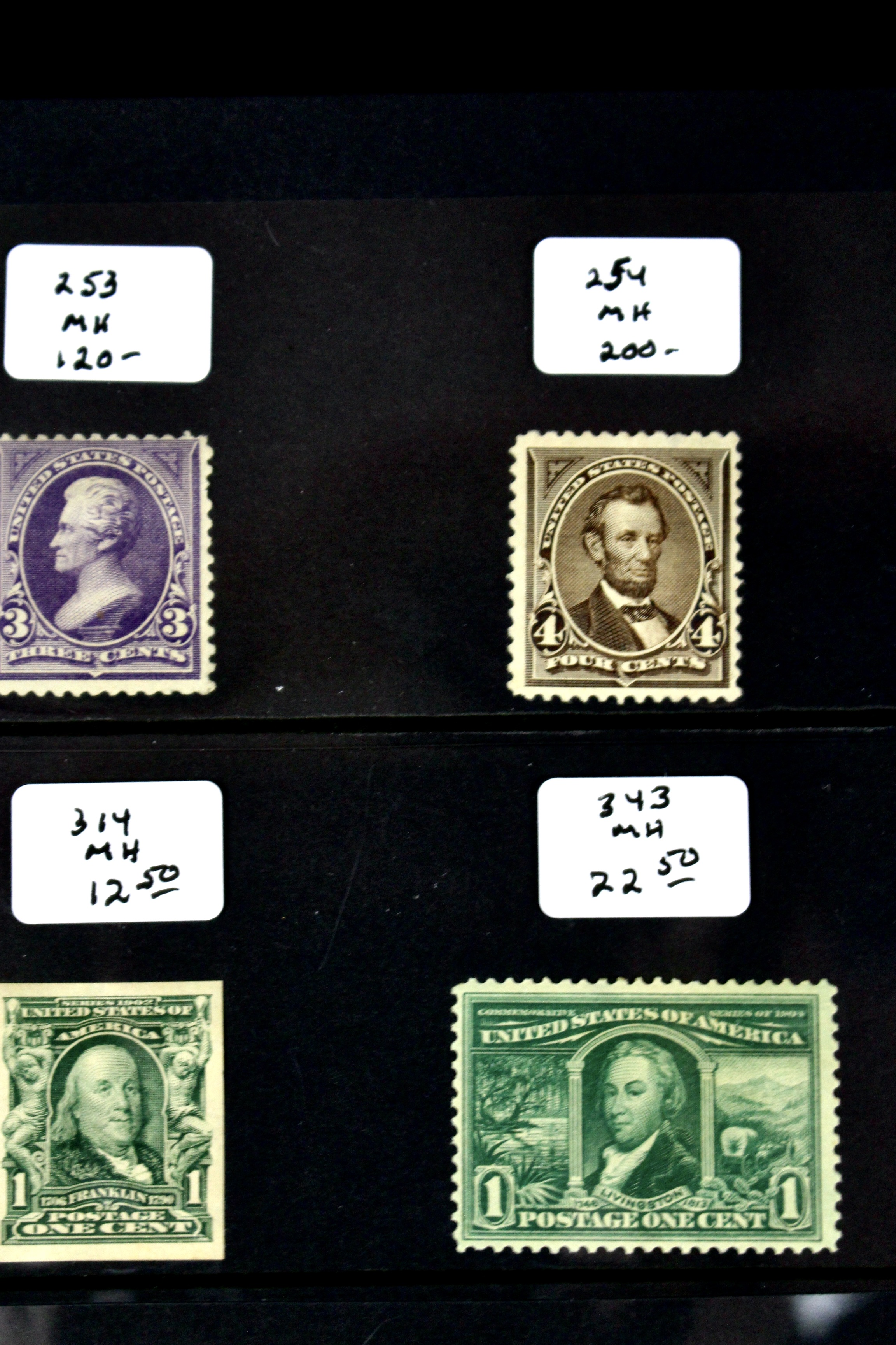 Fifteen Mint Hinged U.S. Postage Stamps, Scott 247 to 396