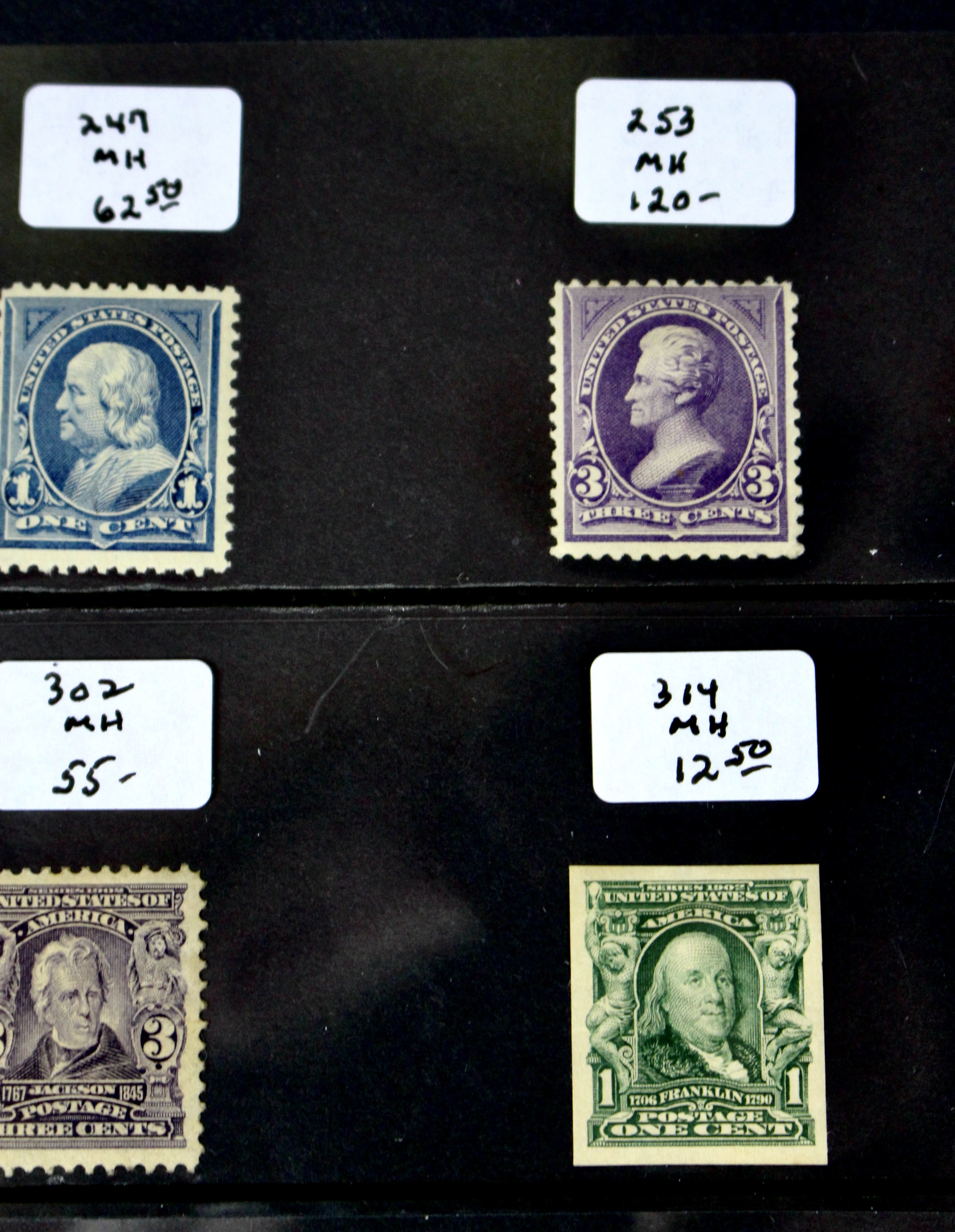 Fifteen Mint Hinged U.S. Postage Stamps, Scott 247 to 396