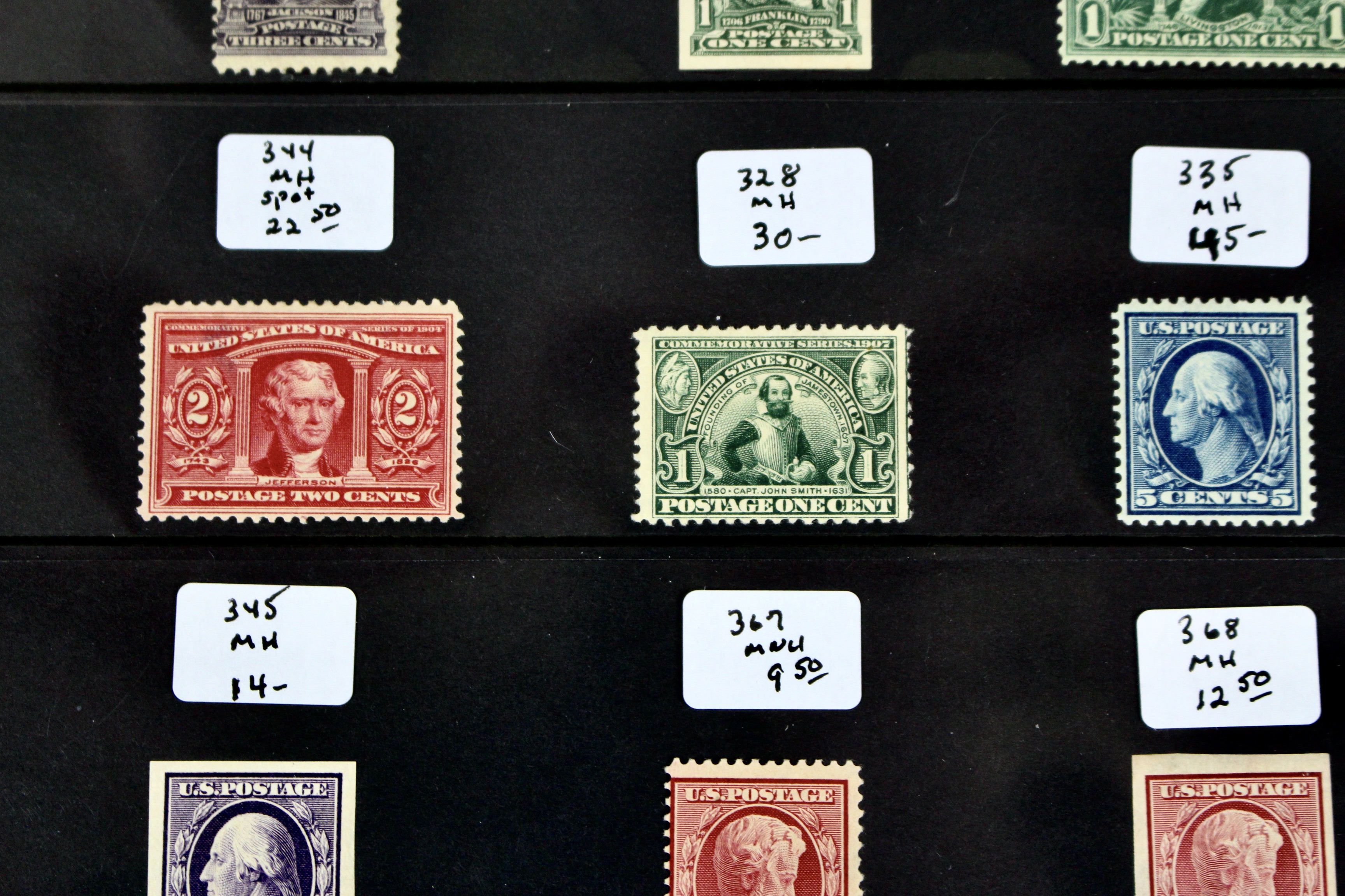 Fifteen Mint Hinged U.S. Postage Stamps, Scott 247 to 396