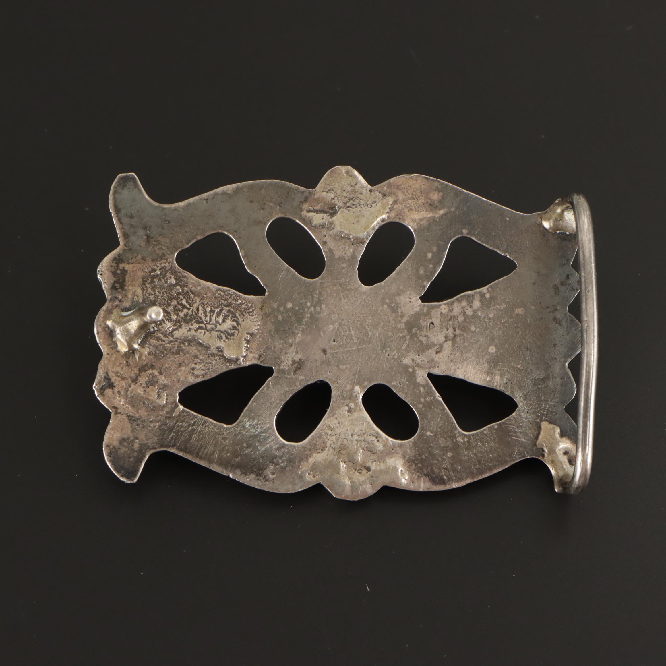 Navajo Sterling Sandcast Turquoise Belt Buckle