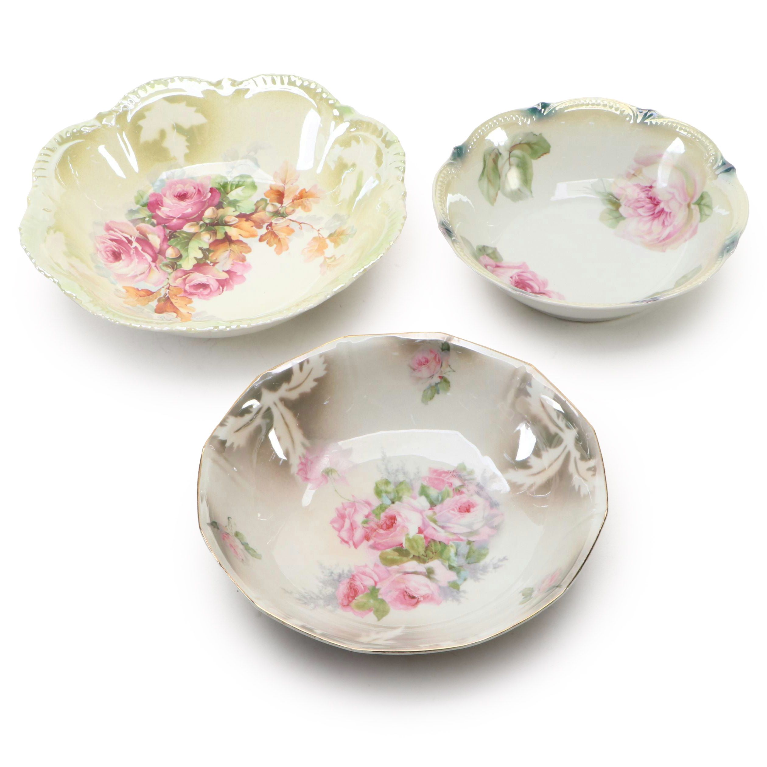 Steubenville, German and Other Porcelain Floral Bowl