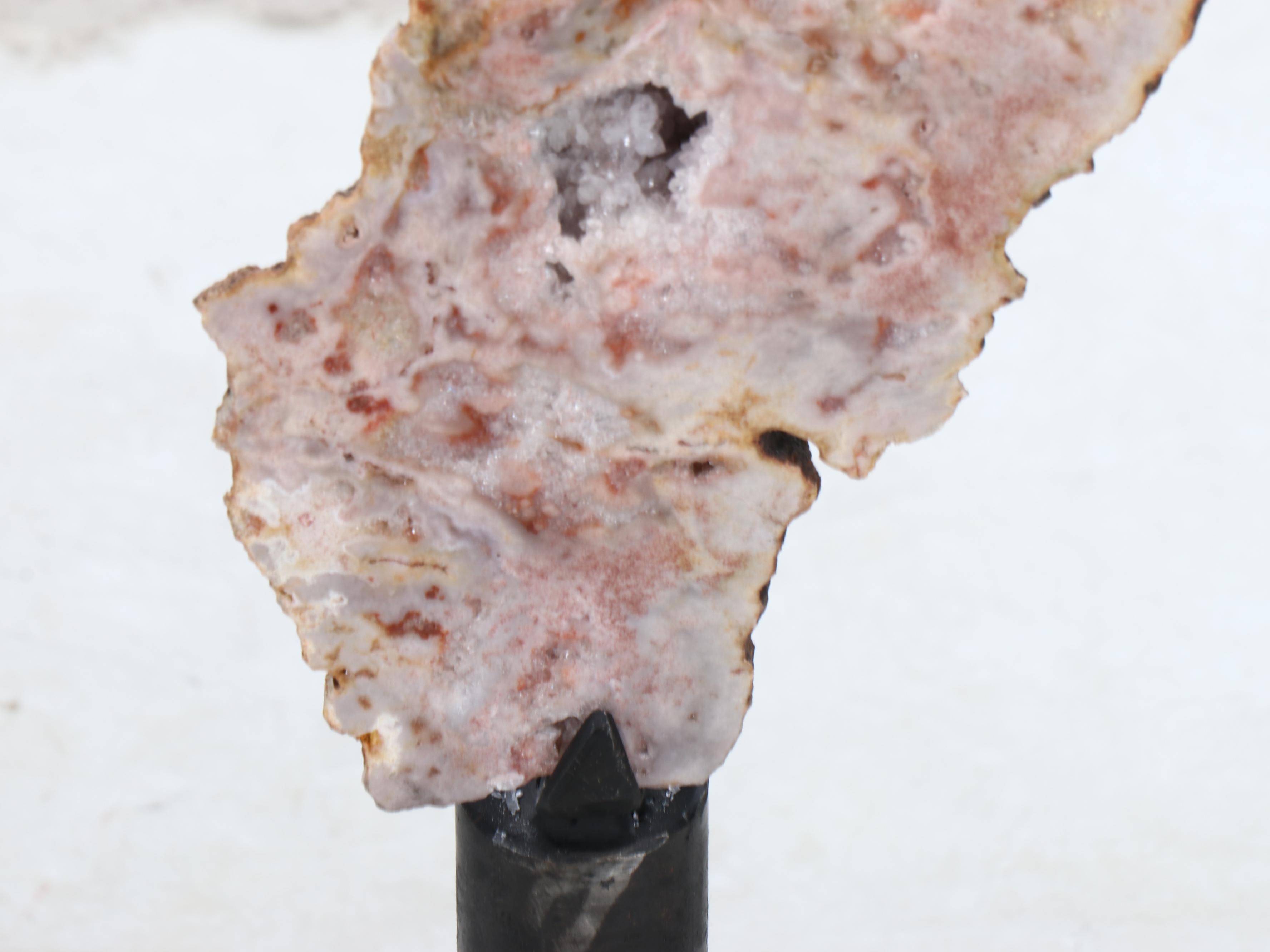Pink Amethyst Specimen on Metal Display Stand