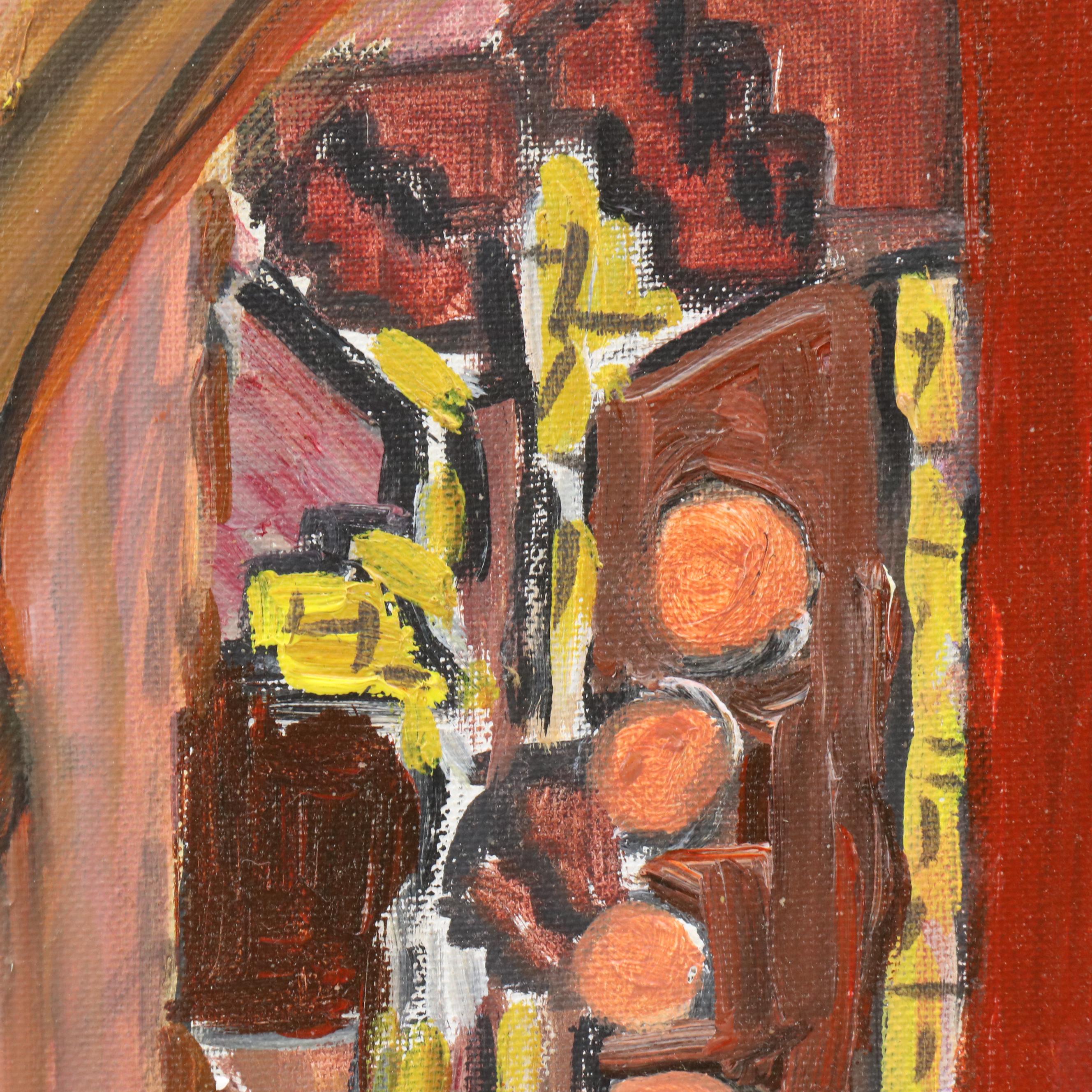 Janice Guttman Stylized Architectural Acrylic Painting "Casbah, Morocco," 1990