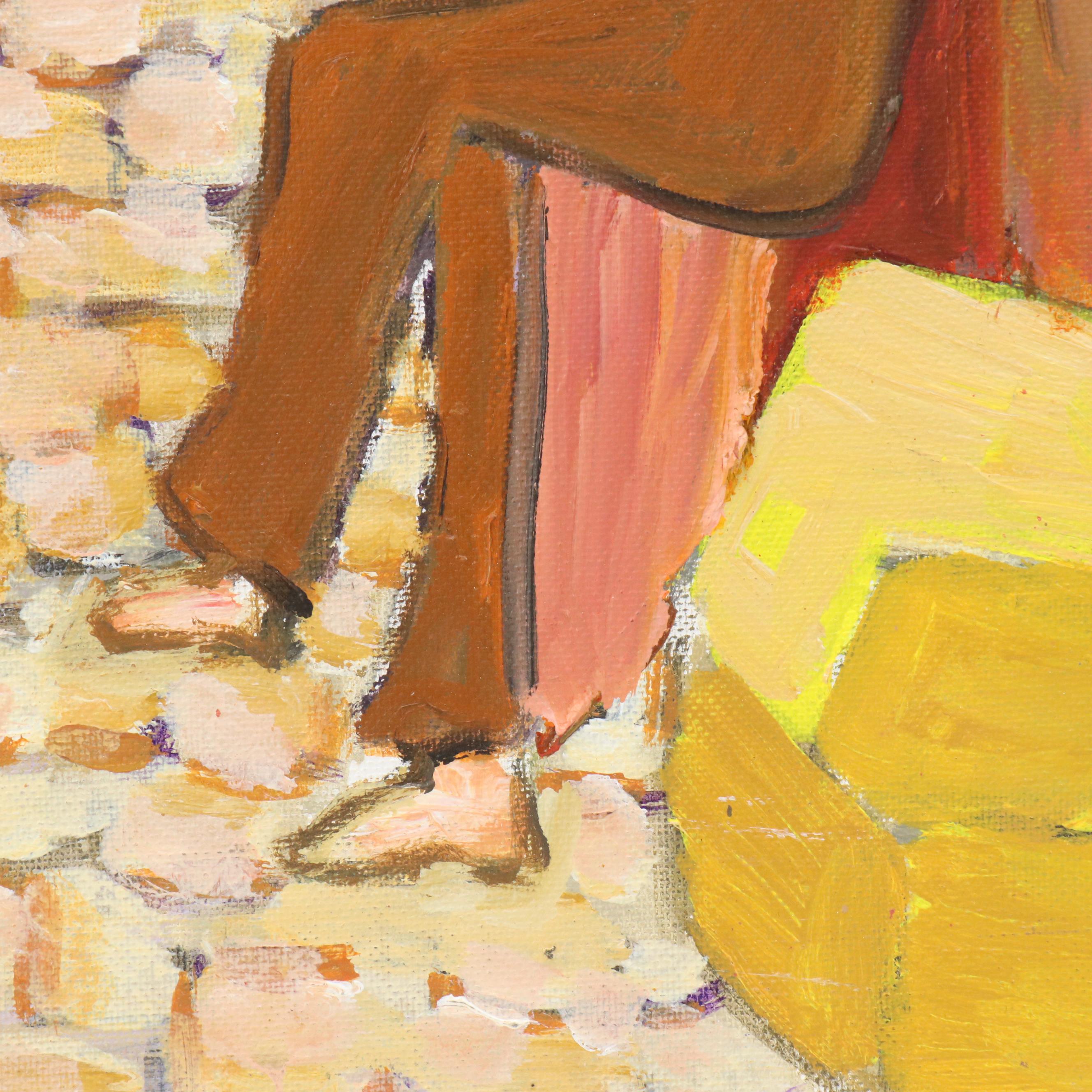 Janice Guttman Stylized Architectural Acrylic Painting "Casbah, Morocco," 1990