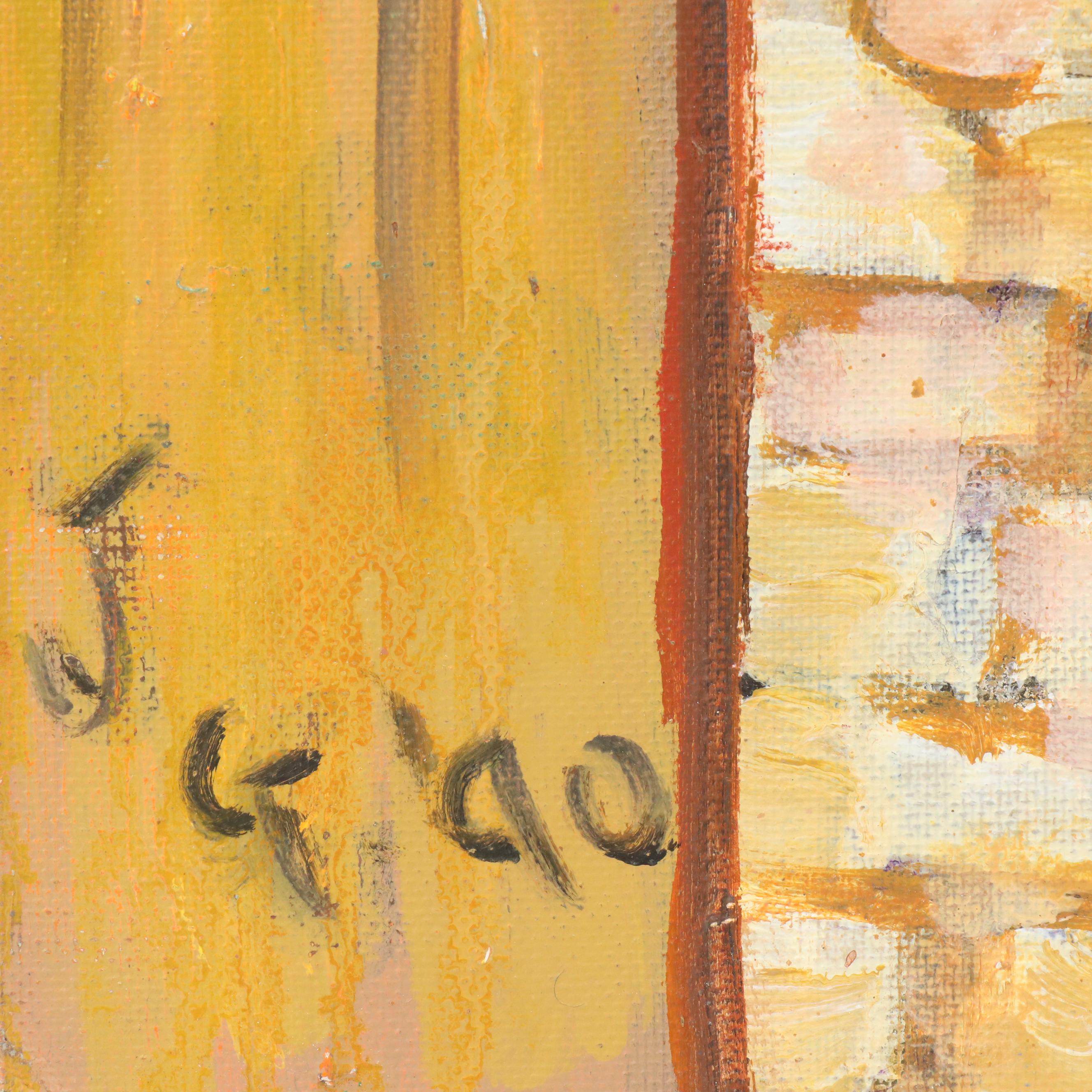 Janice Guttman Stylized Architectural Acrylic Painting "Casbah, Morocco," 1990