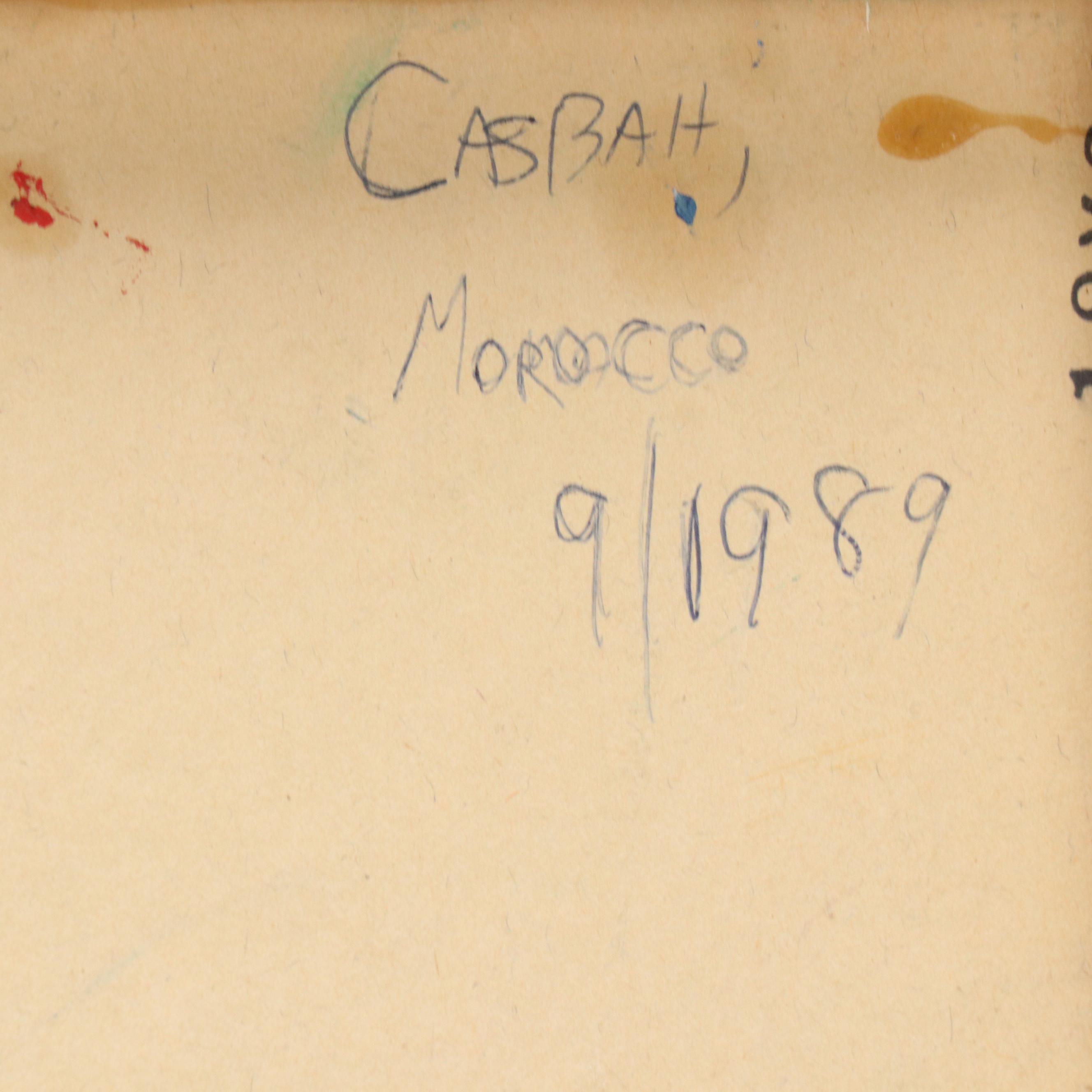 Janice Guttman Stylized Architectural Acrylic Painting "Casbah, Morocco," 1990