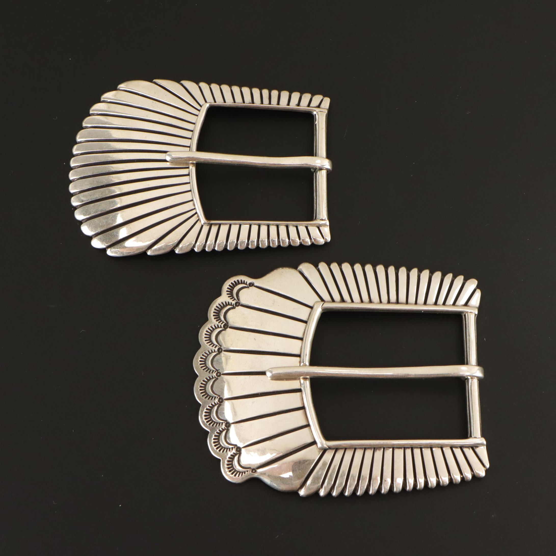Signed Navajo Diné Sterling Belt Buckles