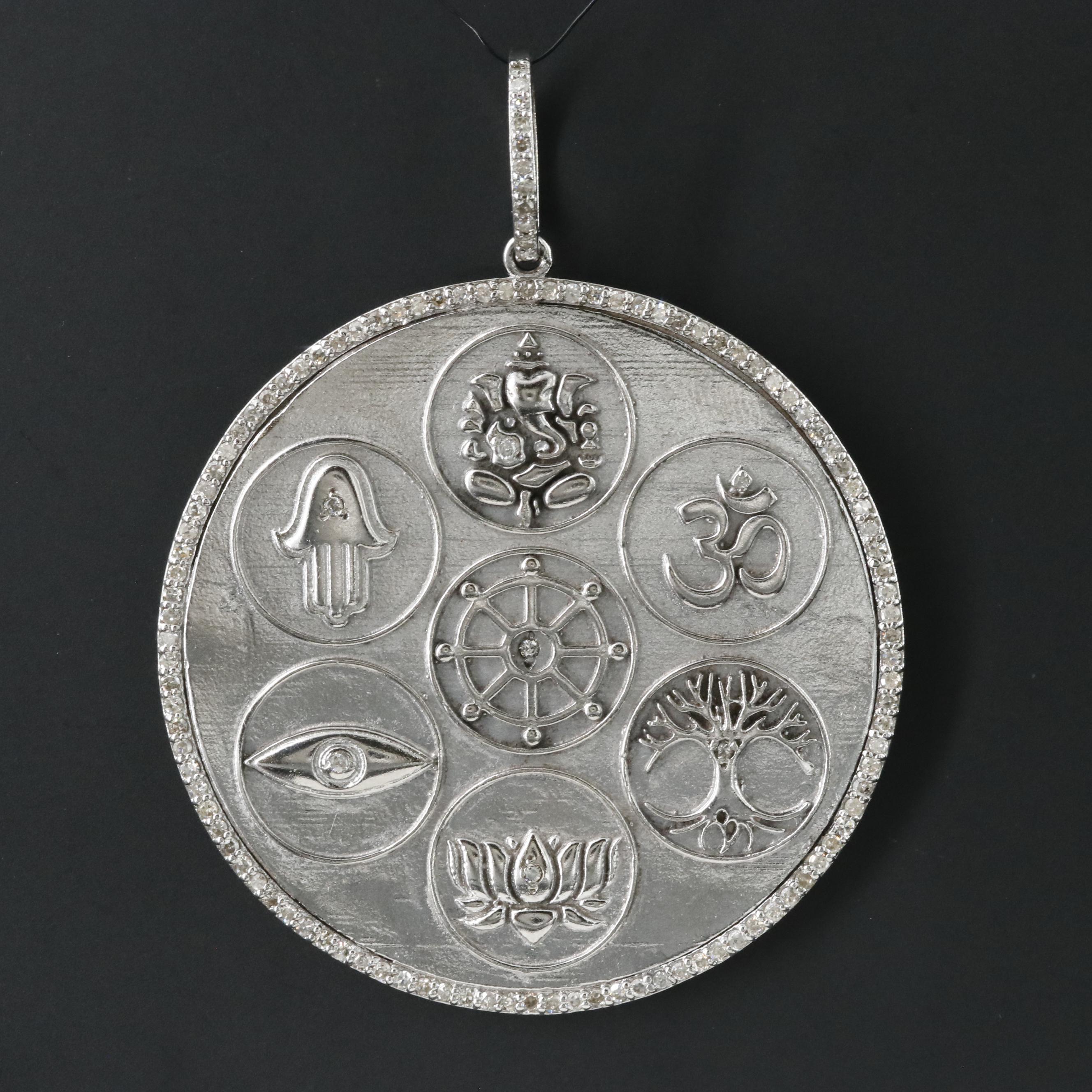 Sheryl Lowe Sterling Diamond "Love, Protection and Strength" Pendant