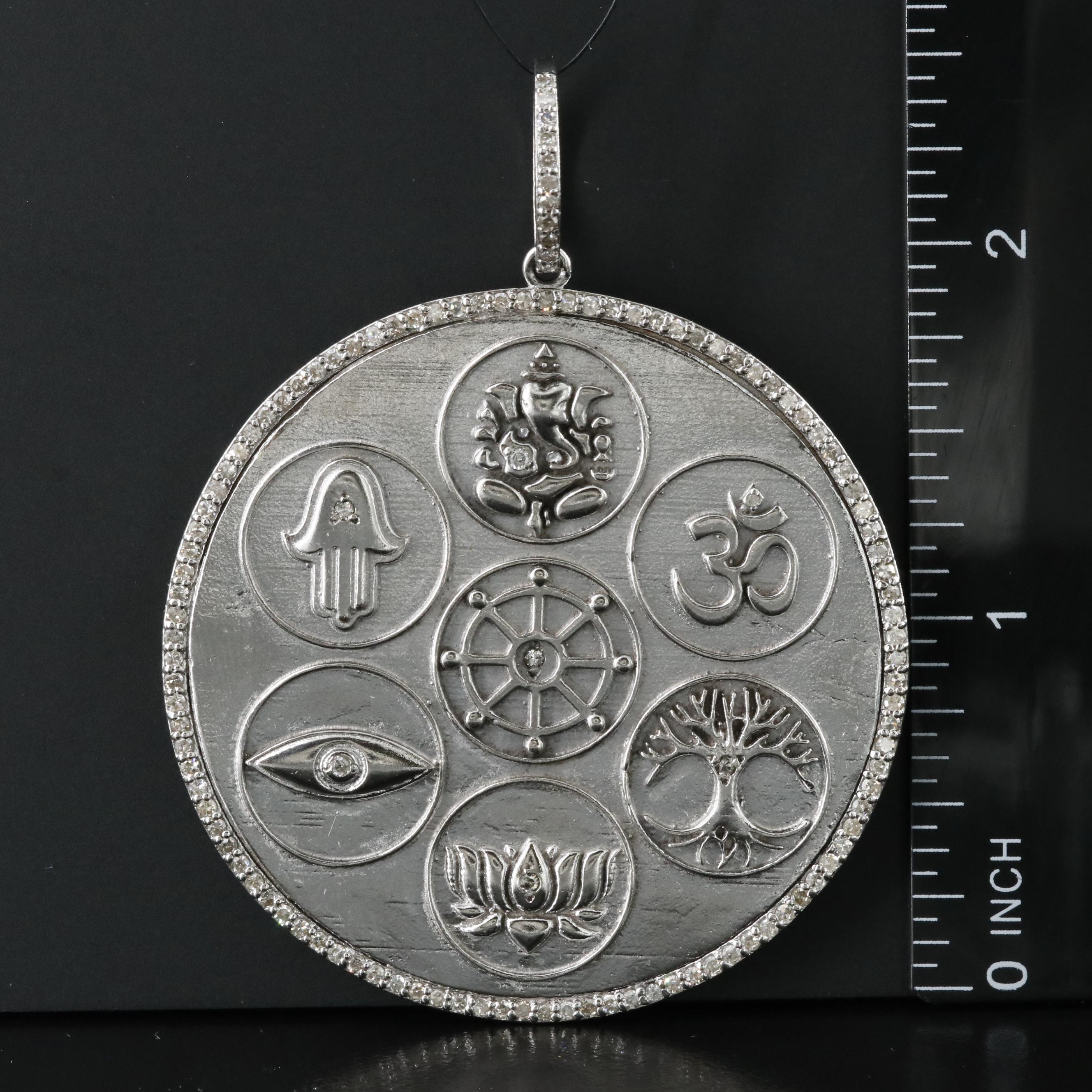 Sheryl Lowe Sterling Diamond "Love, Protection and Strength" Pendant