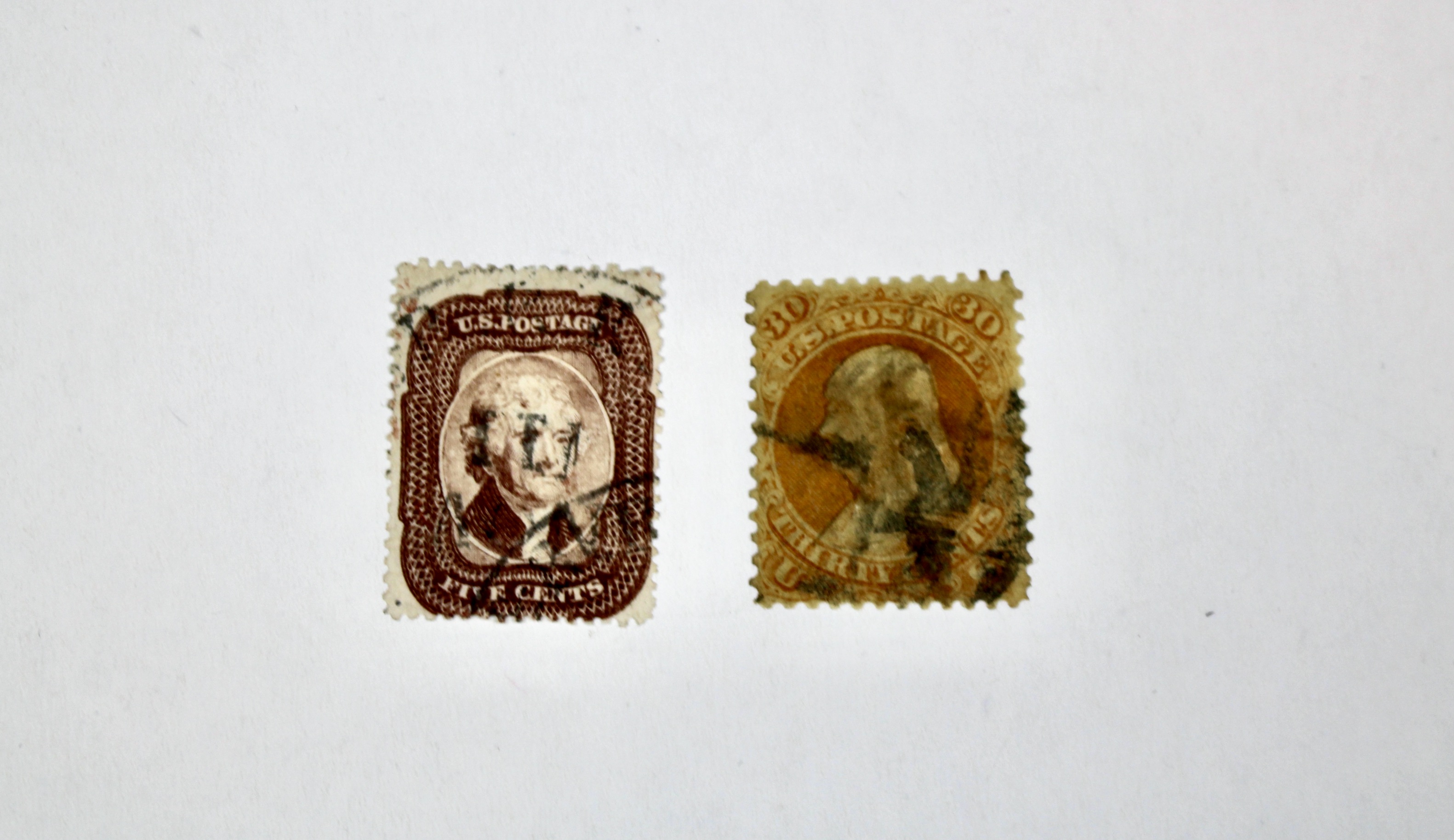 Five Early Used U.S. Postage Stamps, Scott 29 to 218