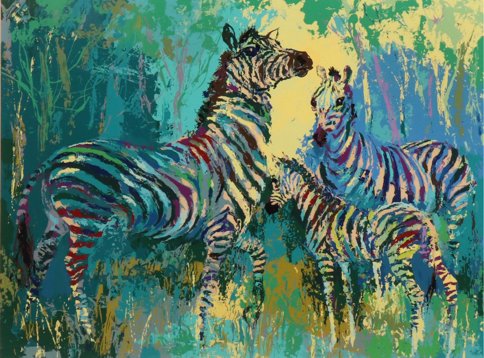 LeRoy Neiman Serigraph "Zebra Family," 1978