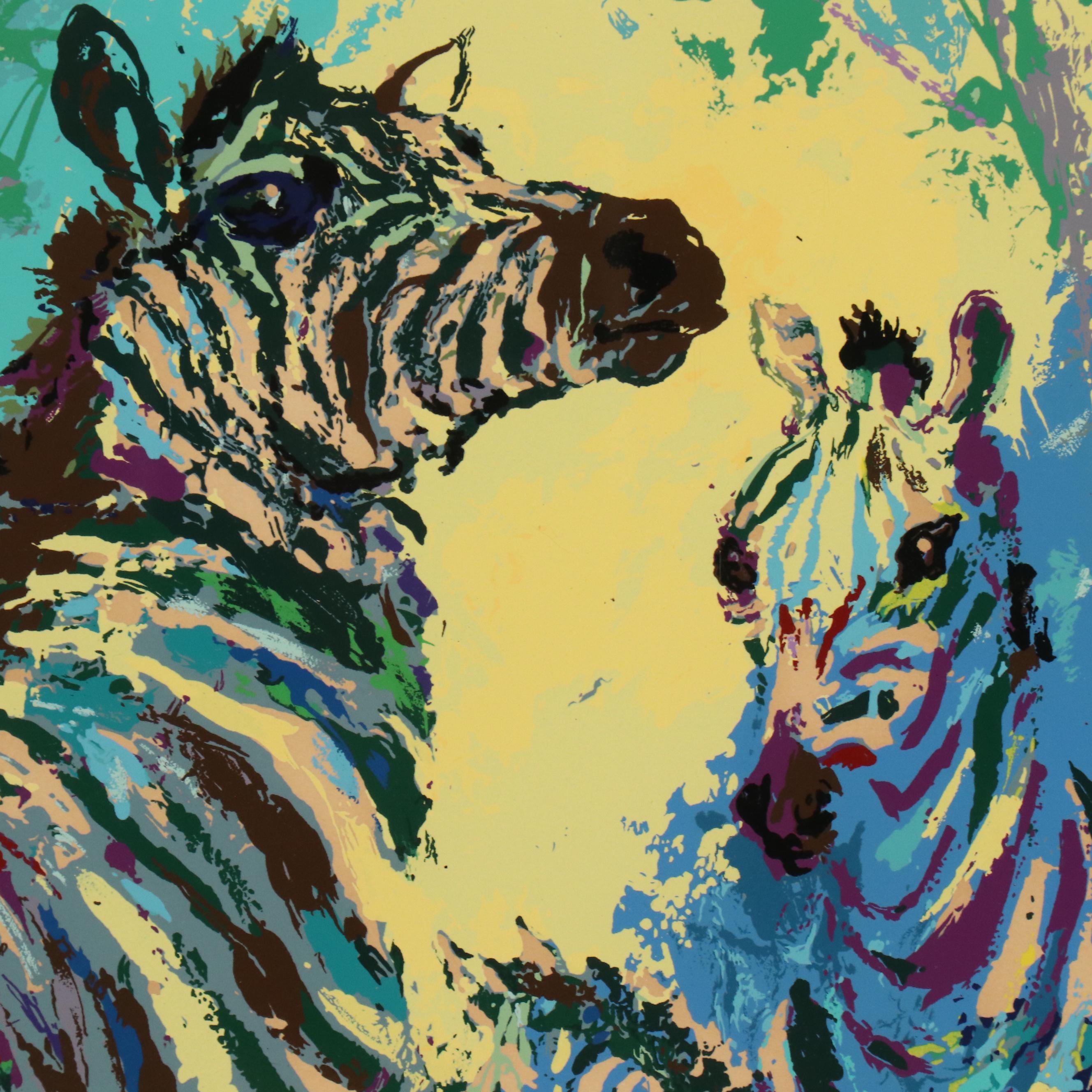 LeRoy Neiman Serigraph "Zebra Family," 1978