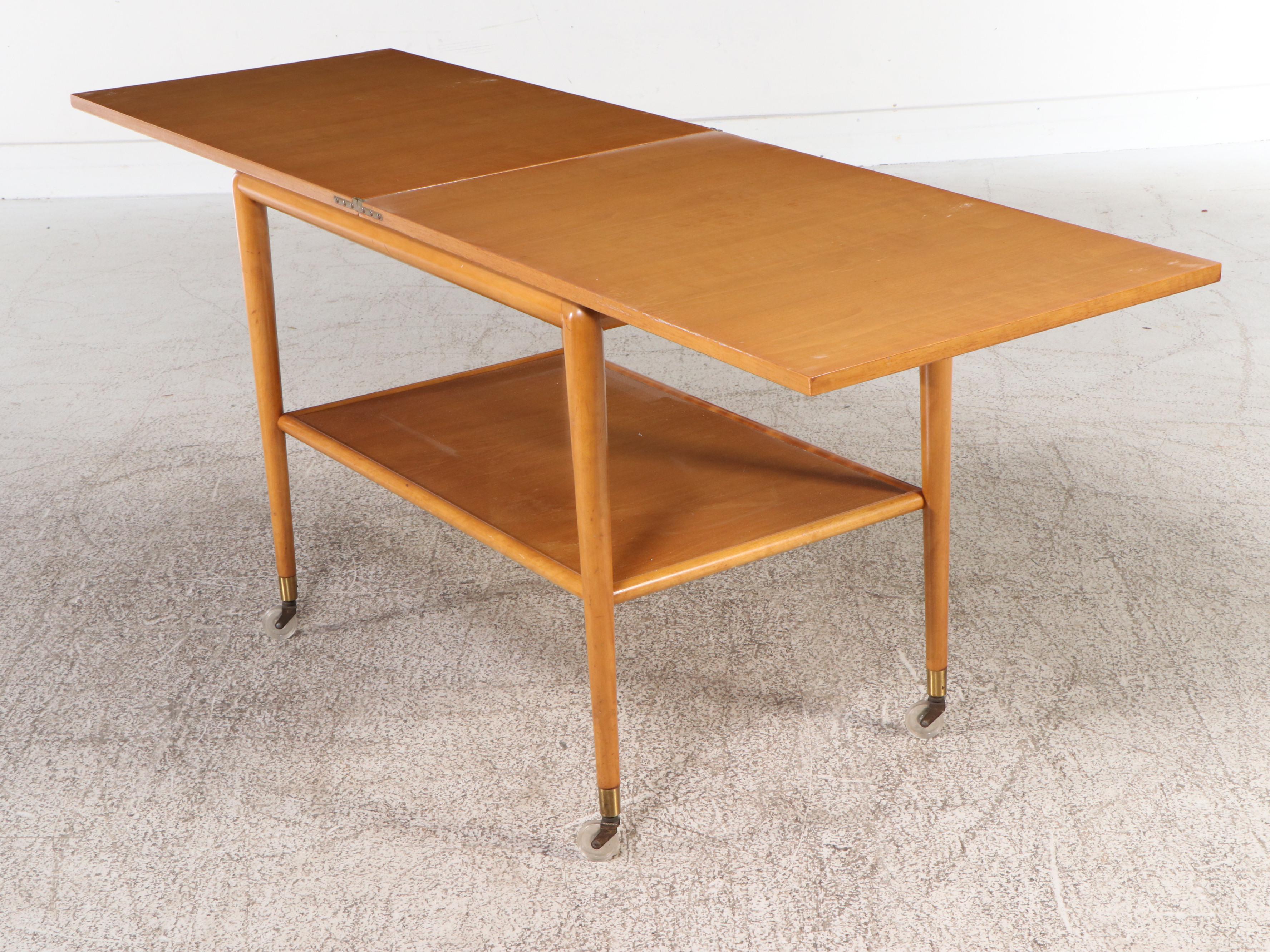 Widdicomb Designed by T. H. Robsjohn-Gibbings MCM Flip-Top Serving Cart