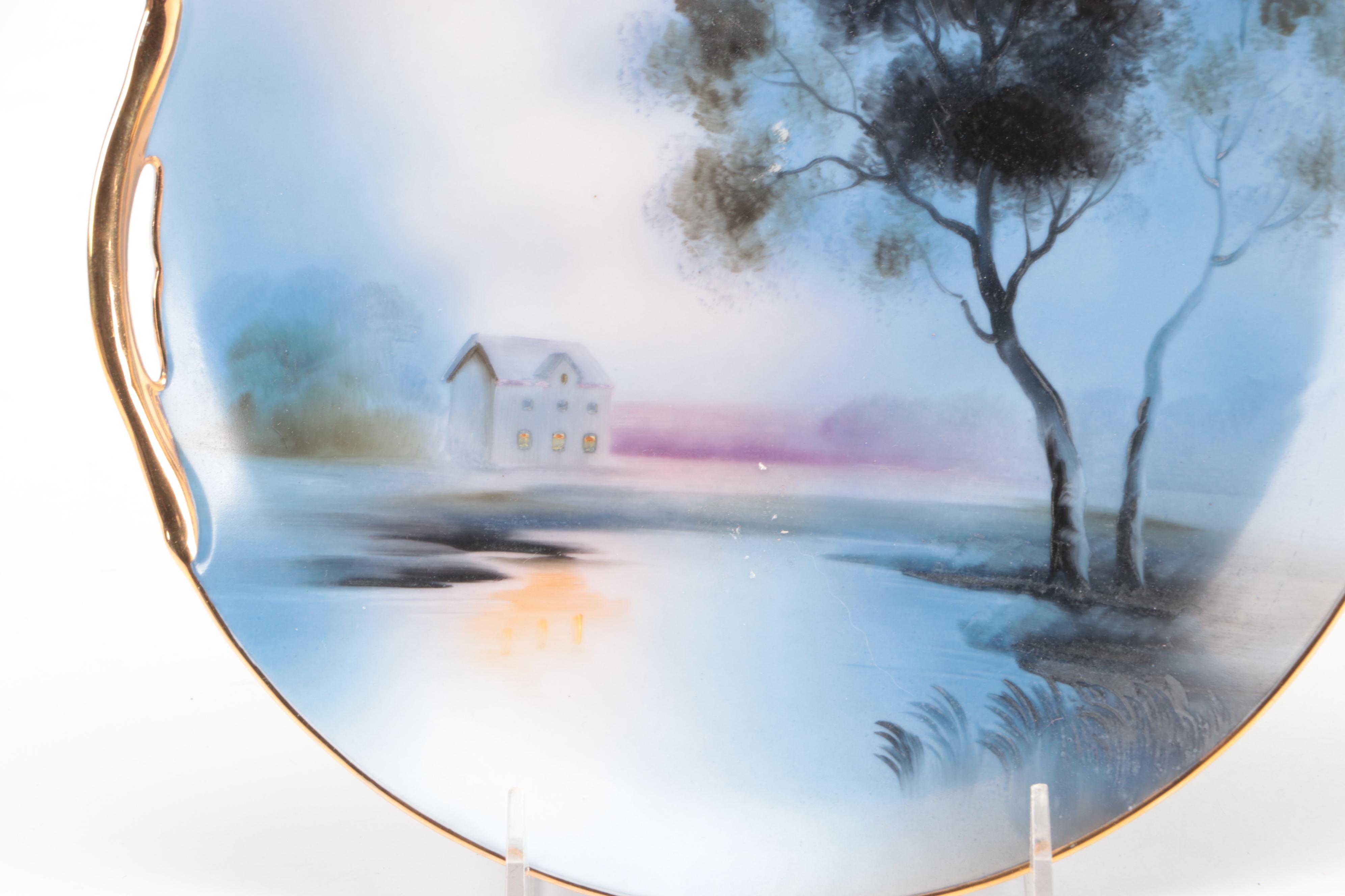 Noritake Lustreware Plates and Platter with Hobbyist Hand-Painted Bowl