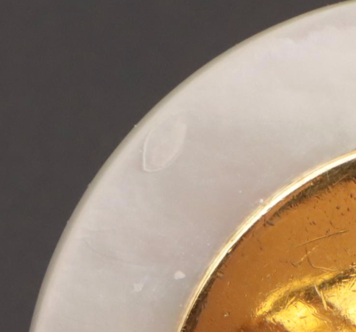 Chanel CC Mother-of-Pearl Round Clip Earrings