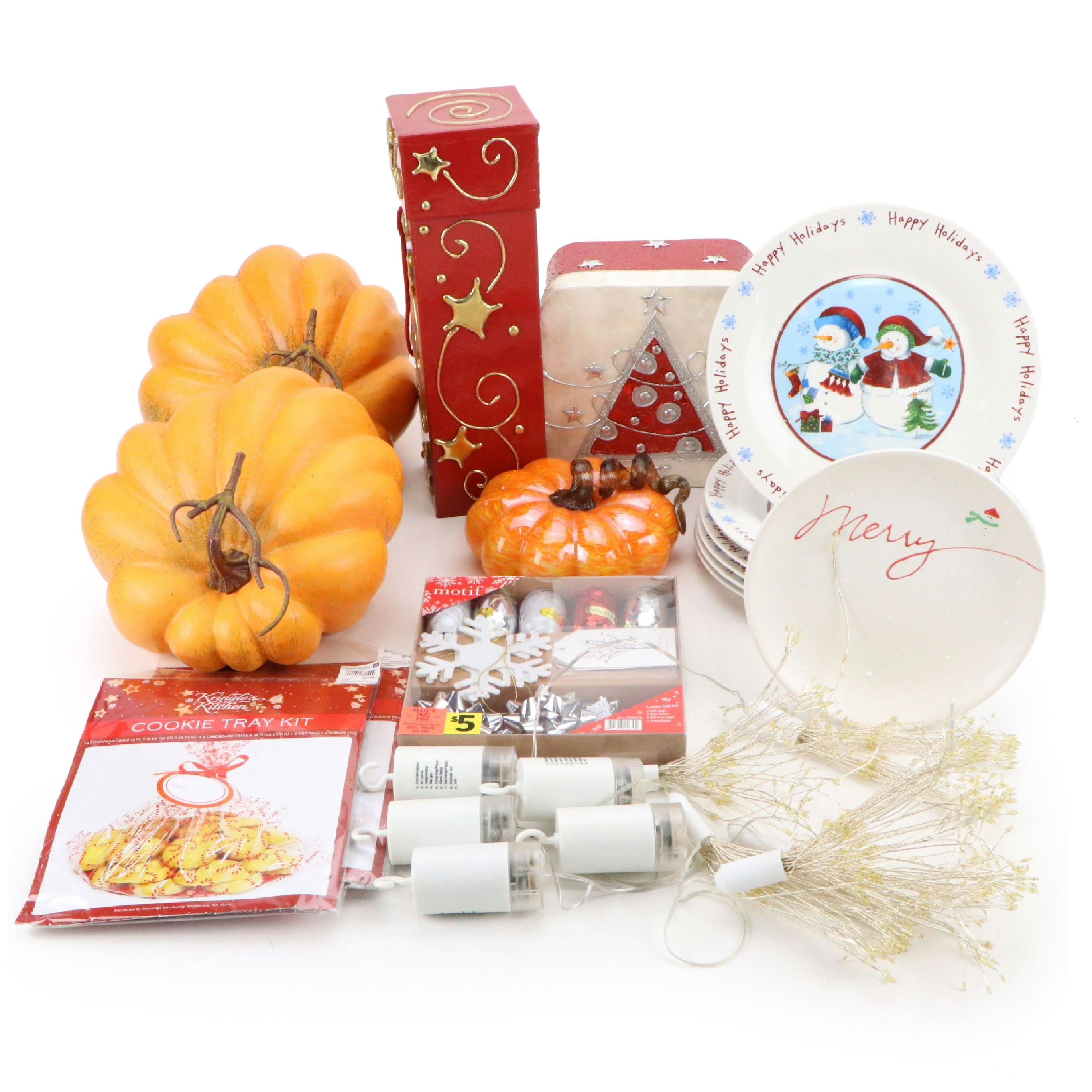 Christmas Plates, Cookie Tray Set with Fall Pumpkins and More Seasonal Decor