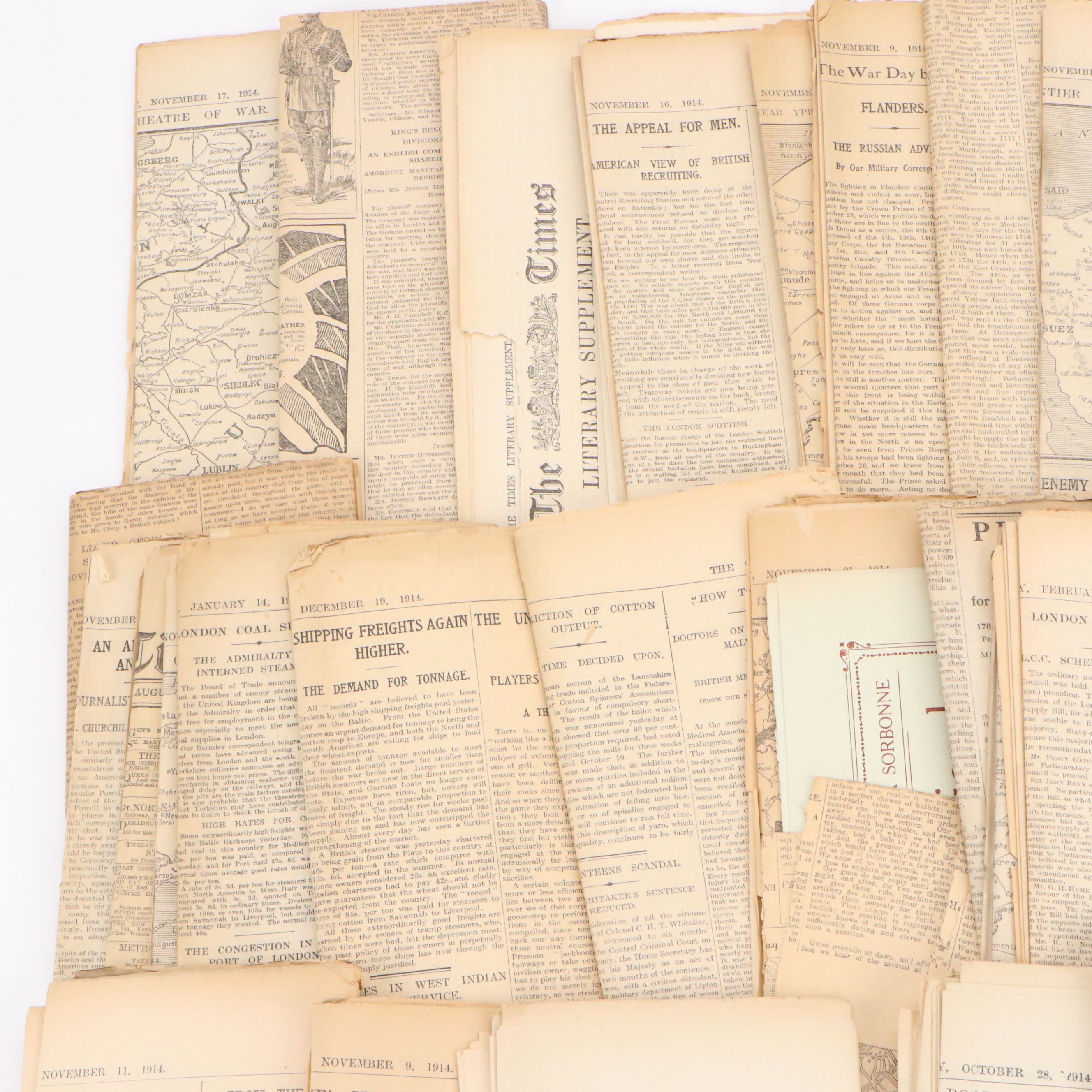 "The Times" Newspaper Collection Featuring World War I, 1914–1915