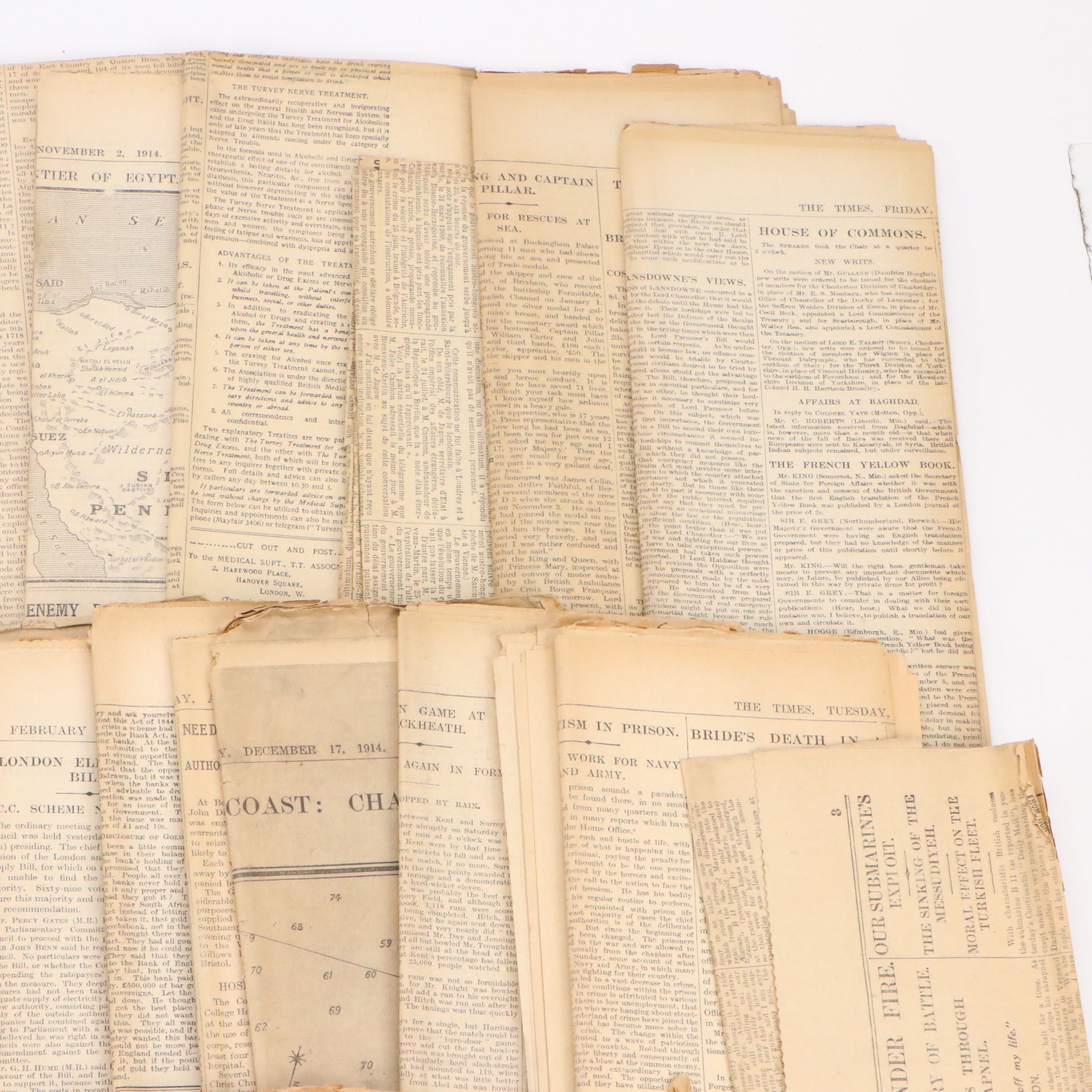 "The Times" Newspaper Collection Featuring World War I, 1914–1915