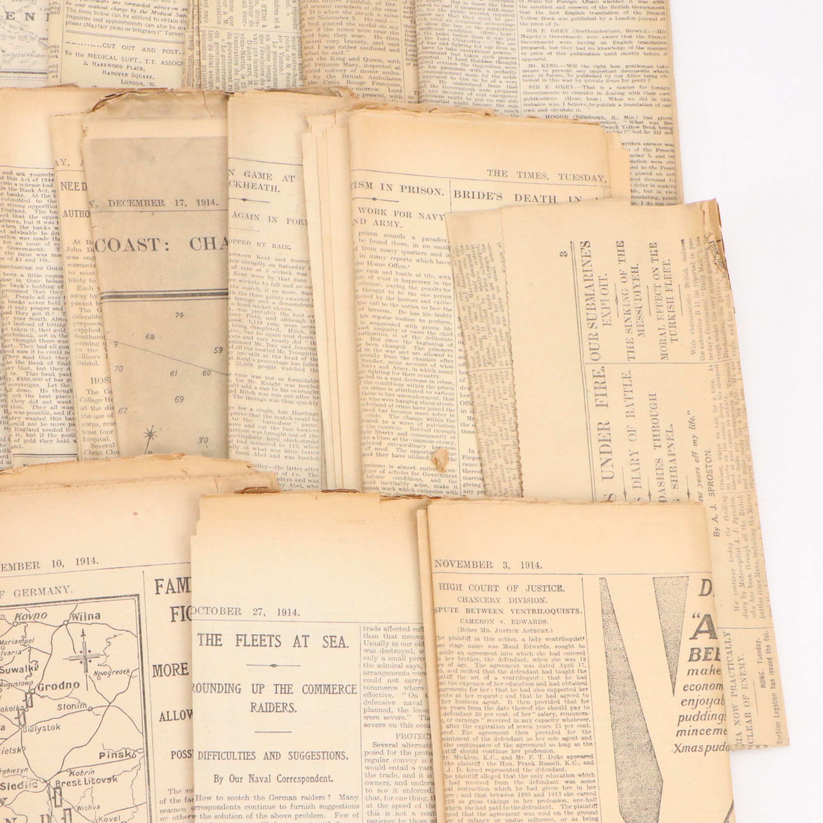 "The Times" Newspaper Collection Featuring World War I, 1914–1915