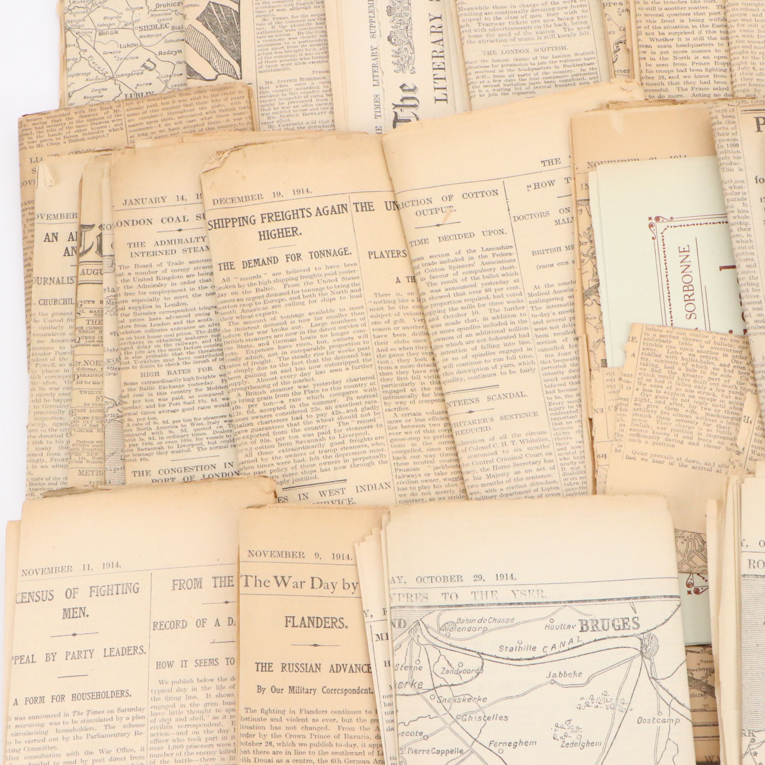 "The Times" Newspaper Collection Featuring World War I, 1914–1915