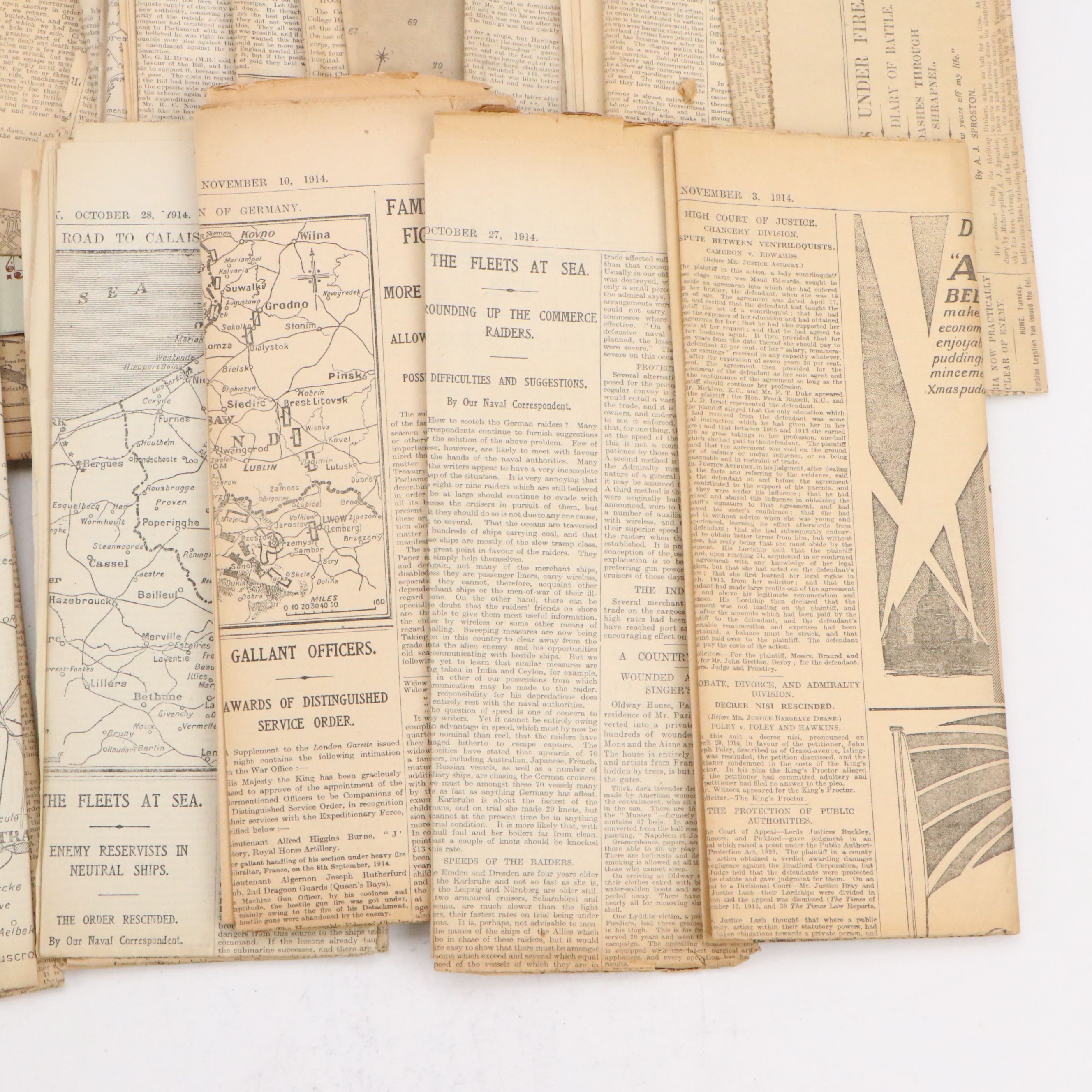 "The Times" Newspaper Collection Featuring World War I, 1914–1915