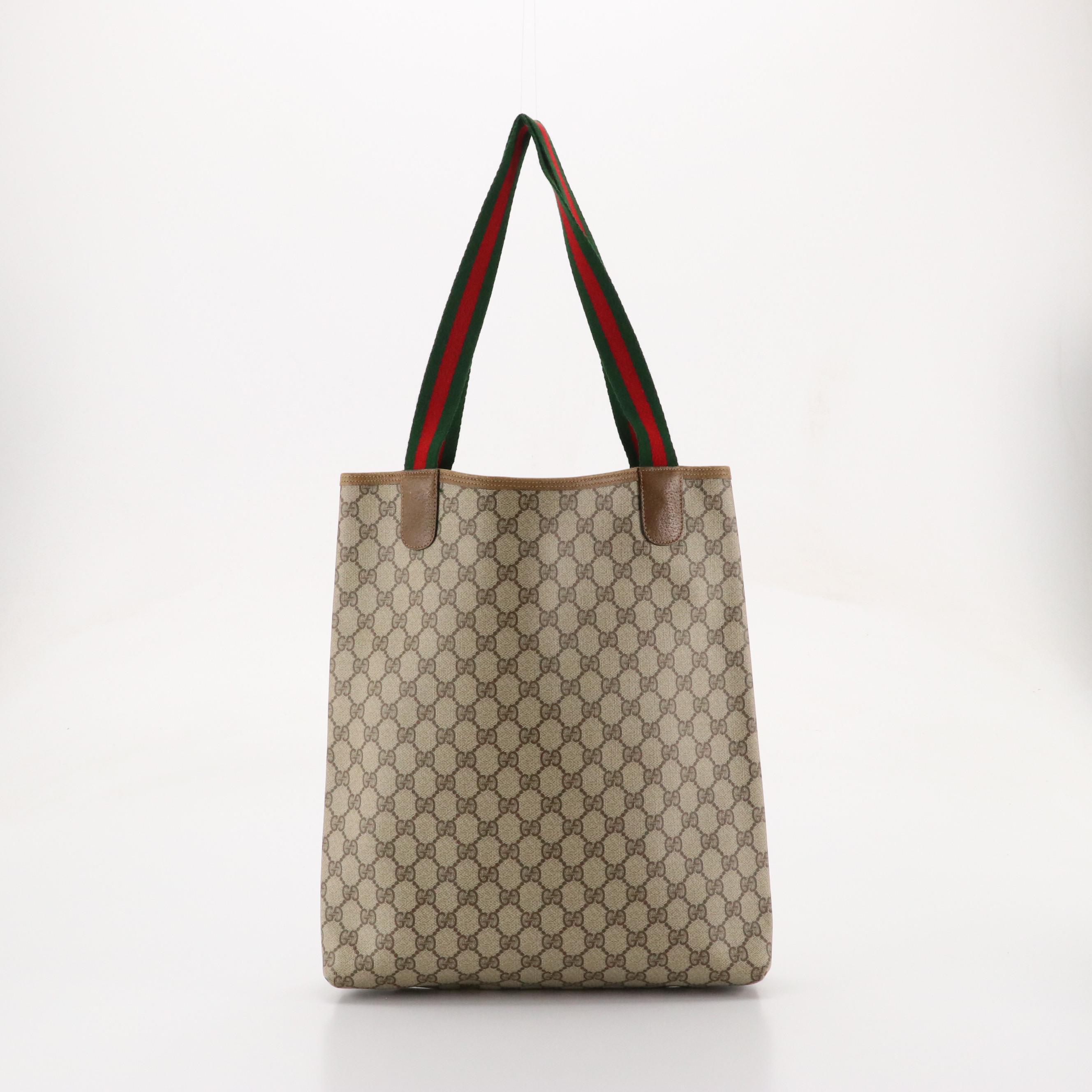 Gucci Accessory Collection Front Pocket Tote in GG Supreme Canvas, Leather & Web