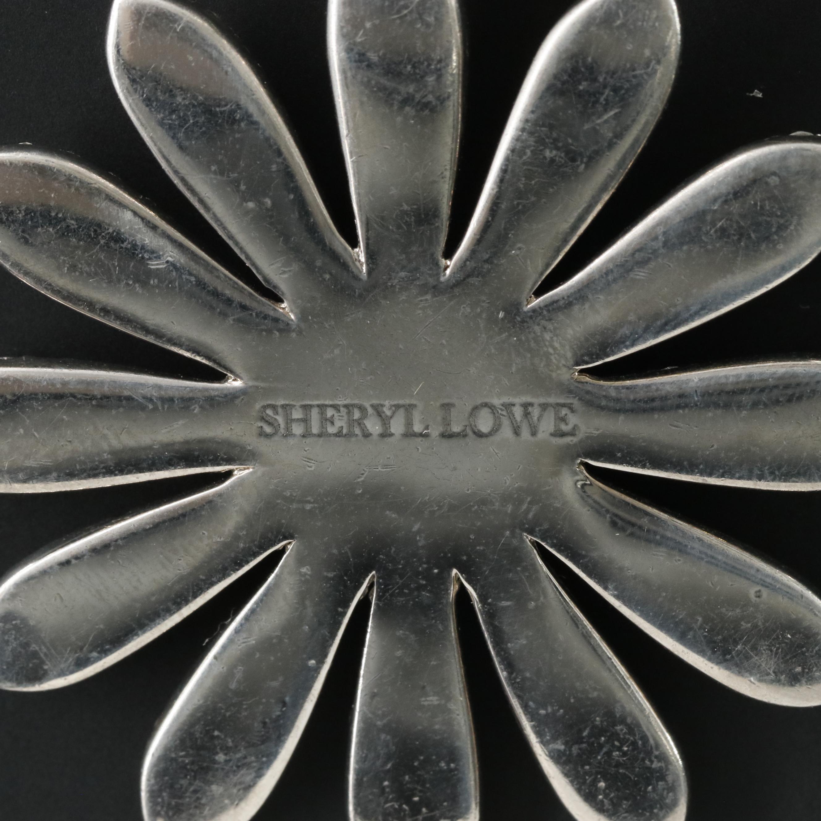 Sterling Pavé Diamond Flower Pendant Attributed to Sheryl Lowe