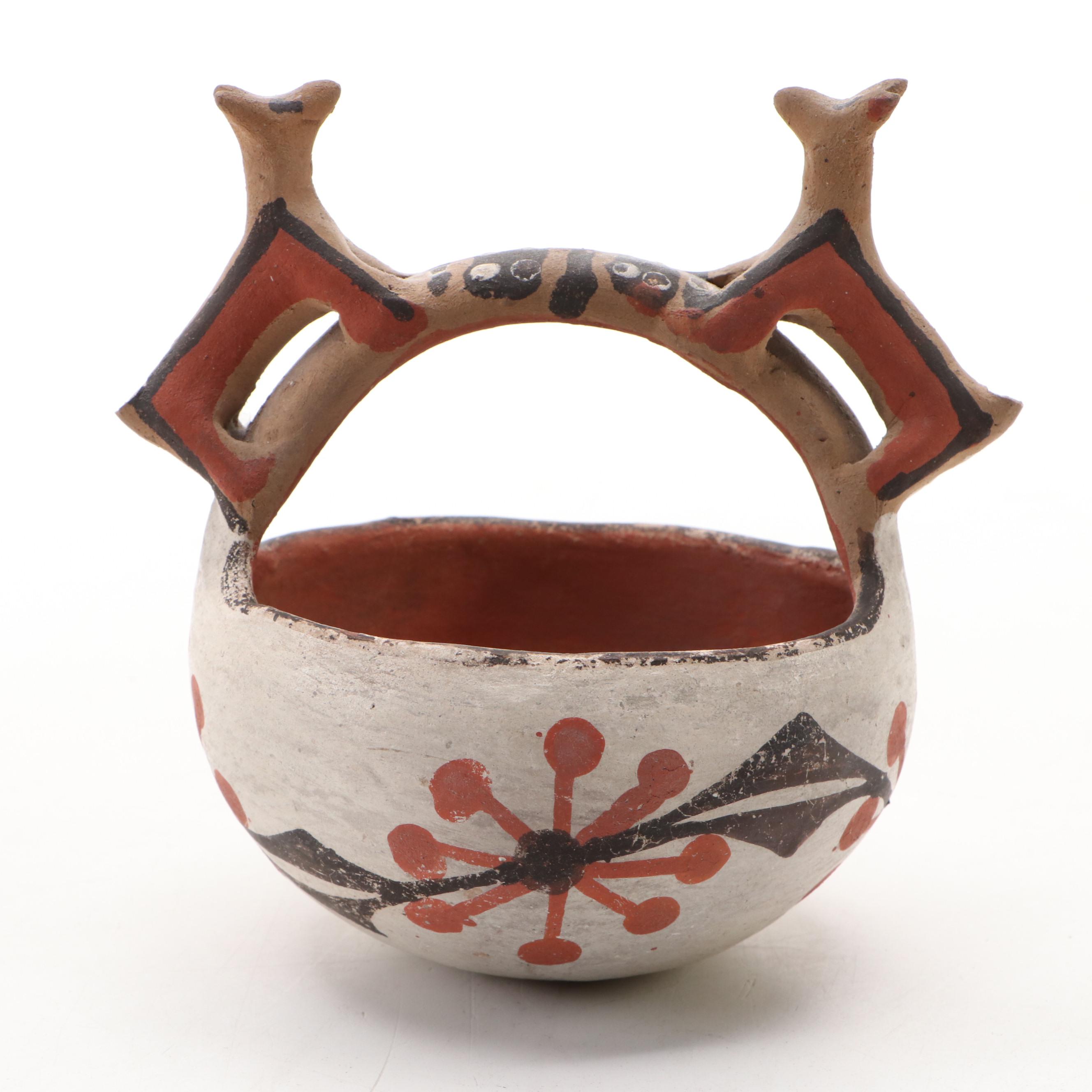 W. Concho Aconma Pottery Vase with Other Earthenware Basket