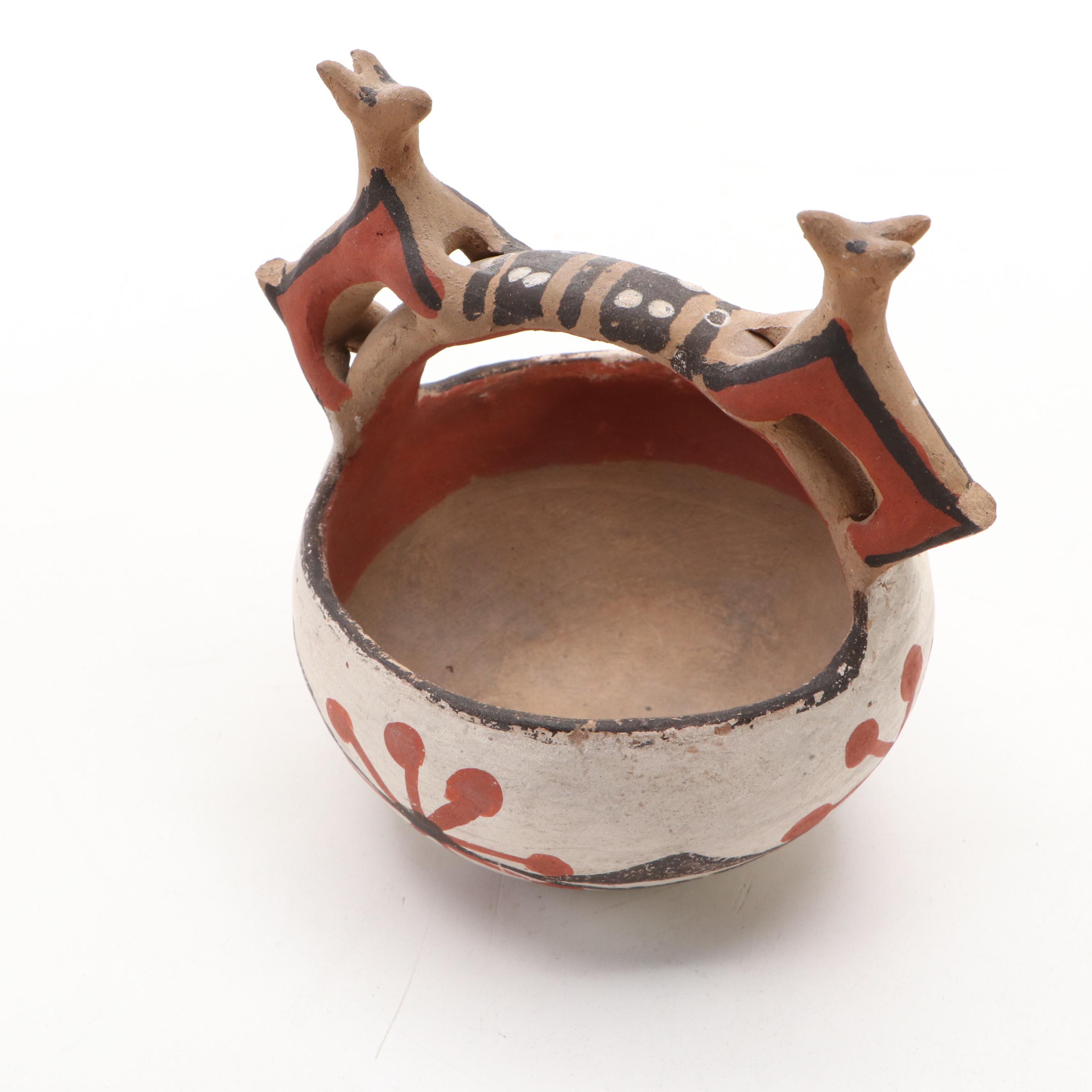 W. Concho Aconma Pottery Vase with Other Earthenware Basket