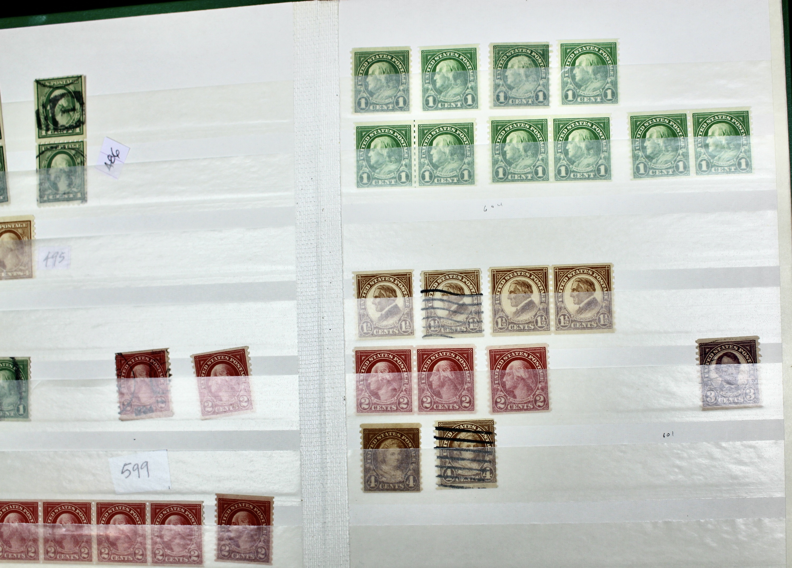 Dealer Stock Book of U.S. Postage Stamp Coils, Mint and Used