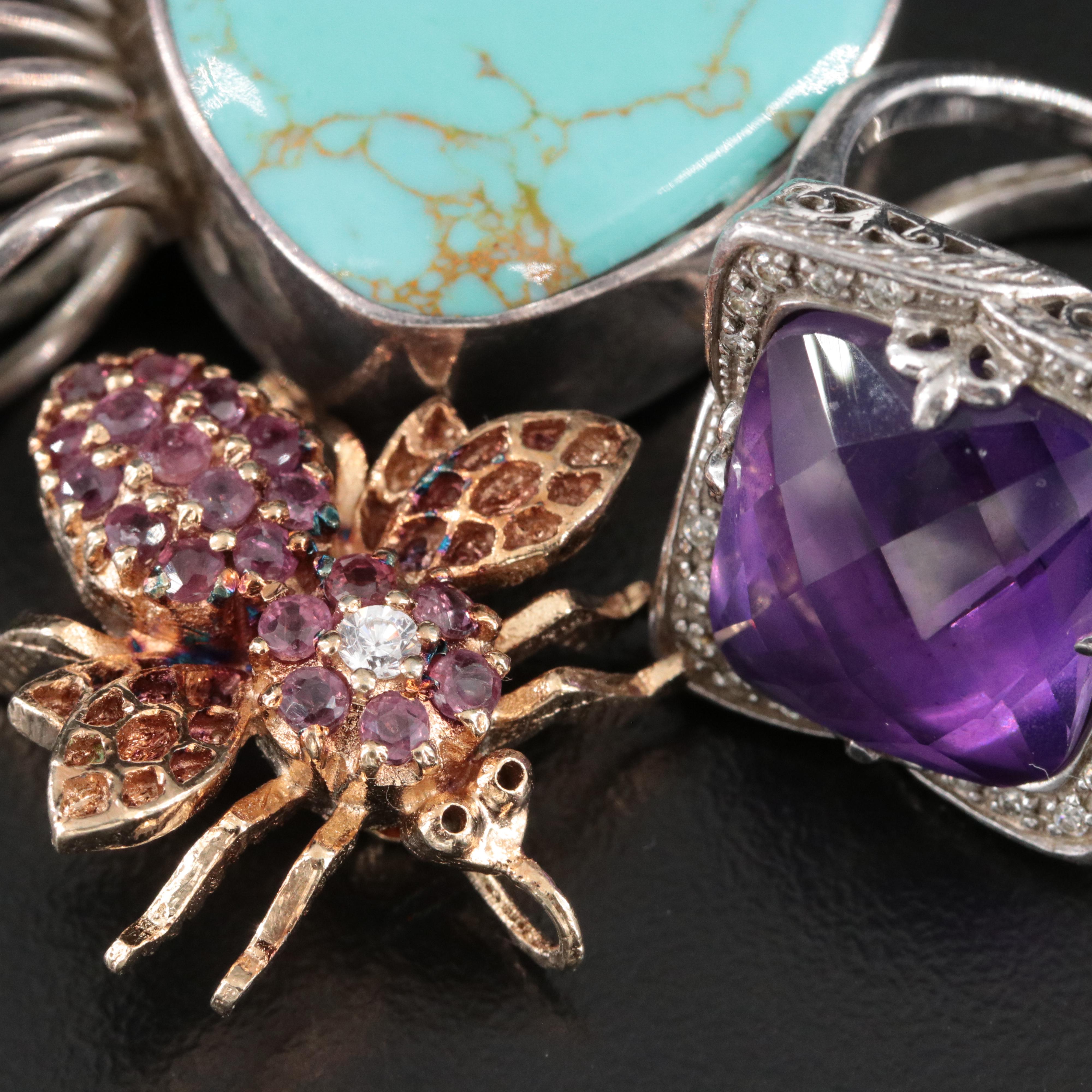 Sterling Gemstone Charriol Reversible Bracelet and Assorted Jewelry