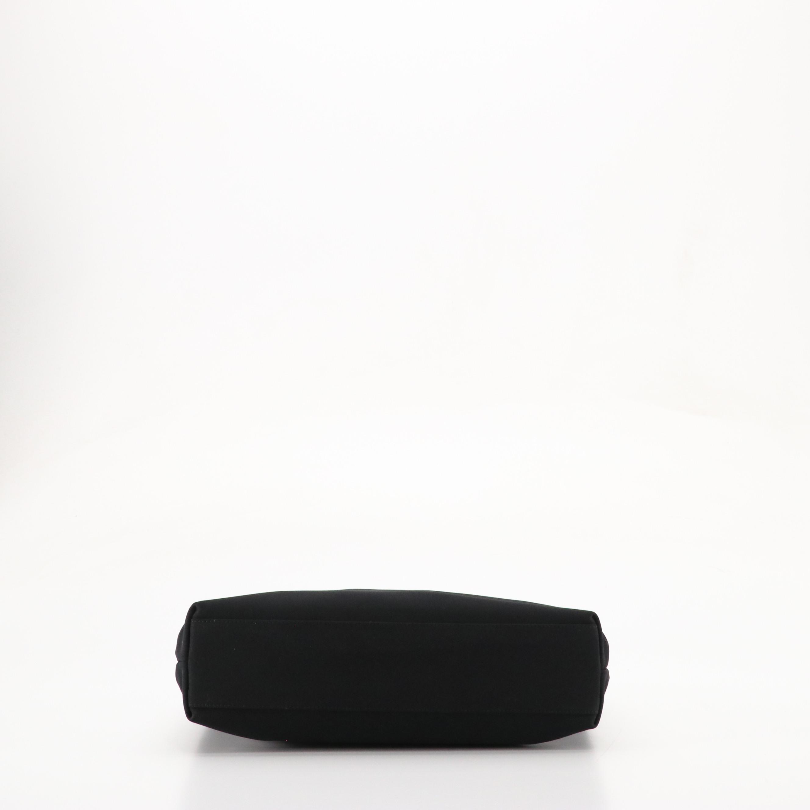 Salvatore Ferragamo Vara Chain Strap Shoulder Bag in Black Nylon Canvas