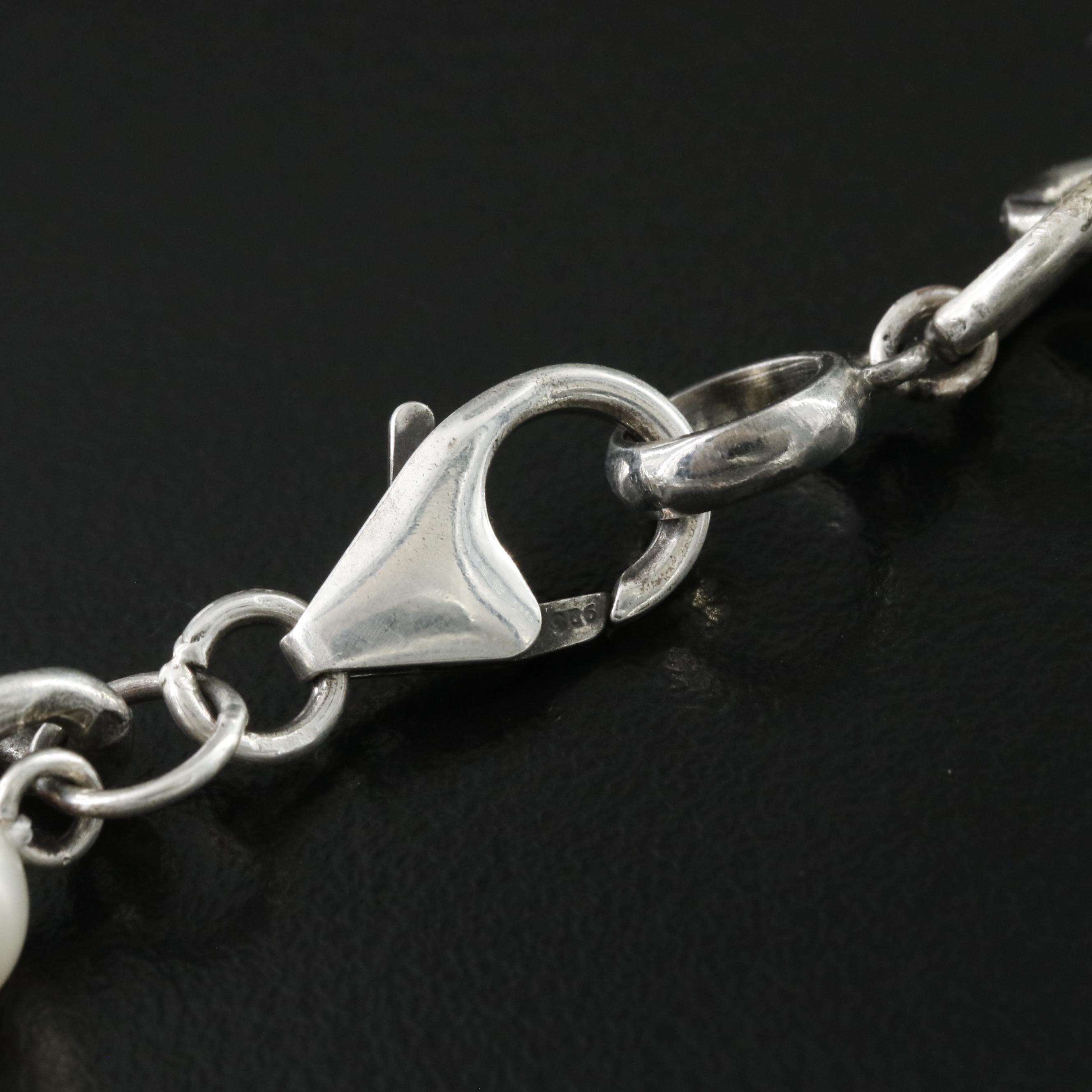 Sheryl Lowe Sterling Pearl and Curb Chain Necklace