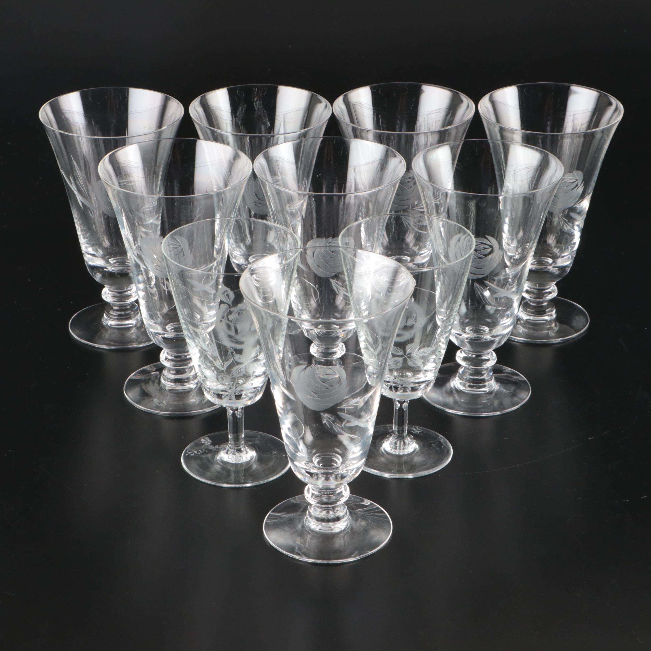 Fostoria "Rose" Glass Iced Tea and Juice Glasses