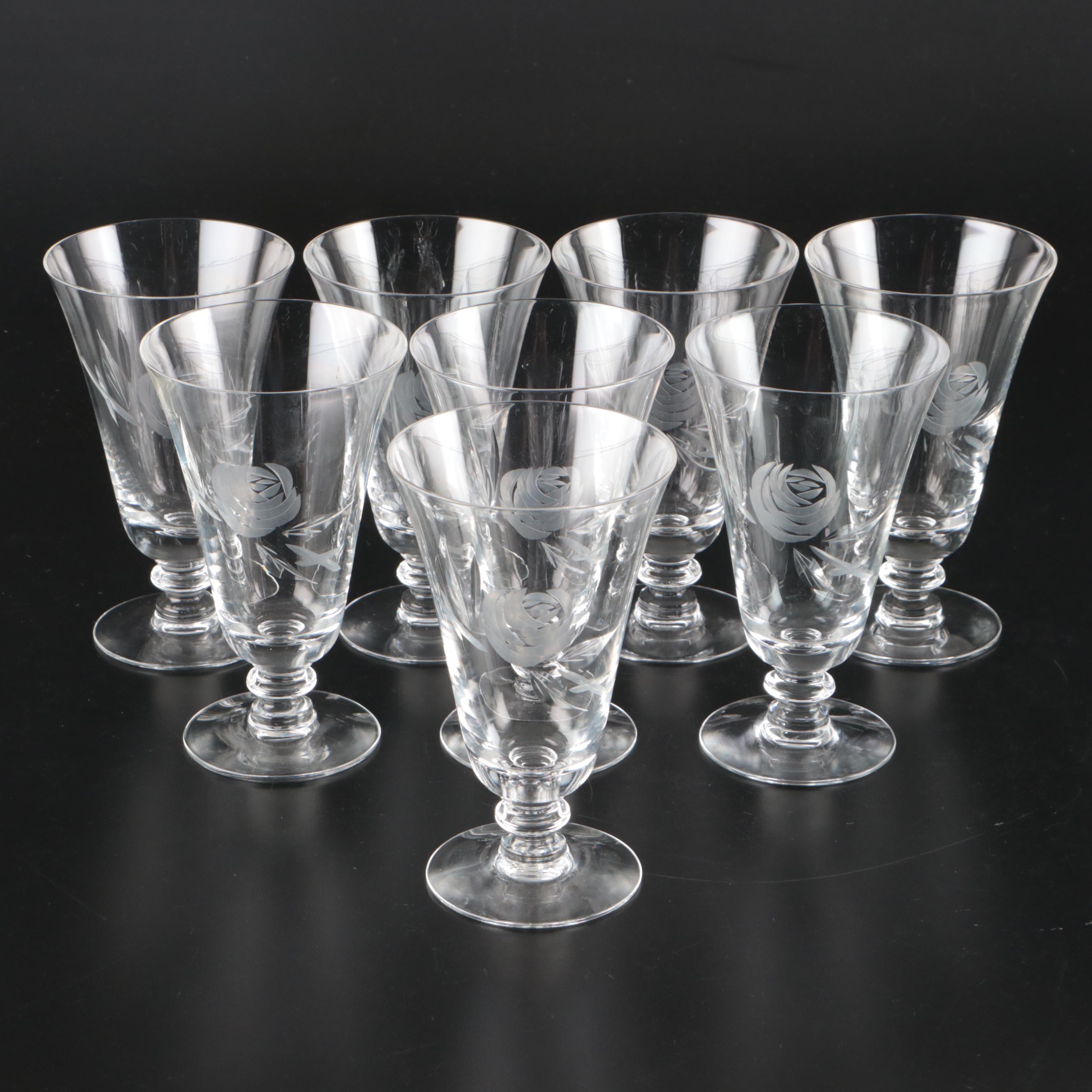 Fostoria "Rose" Glass Iced Tea and Juice Glasses