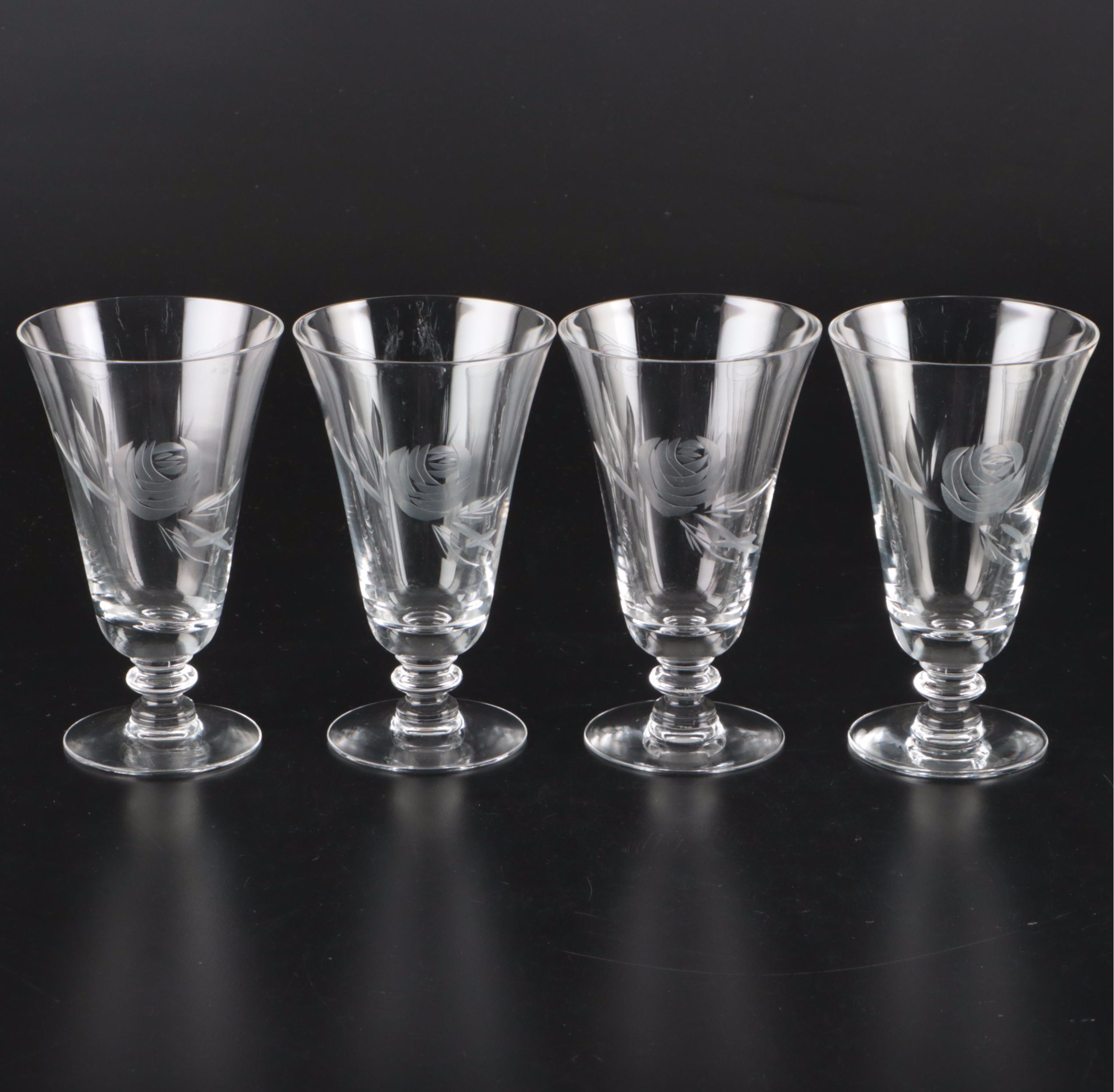 Fostoria "Rose" Glass Iced Tea and Juice Glasses