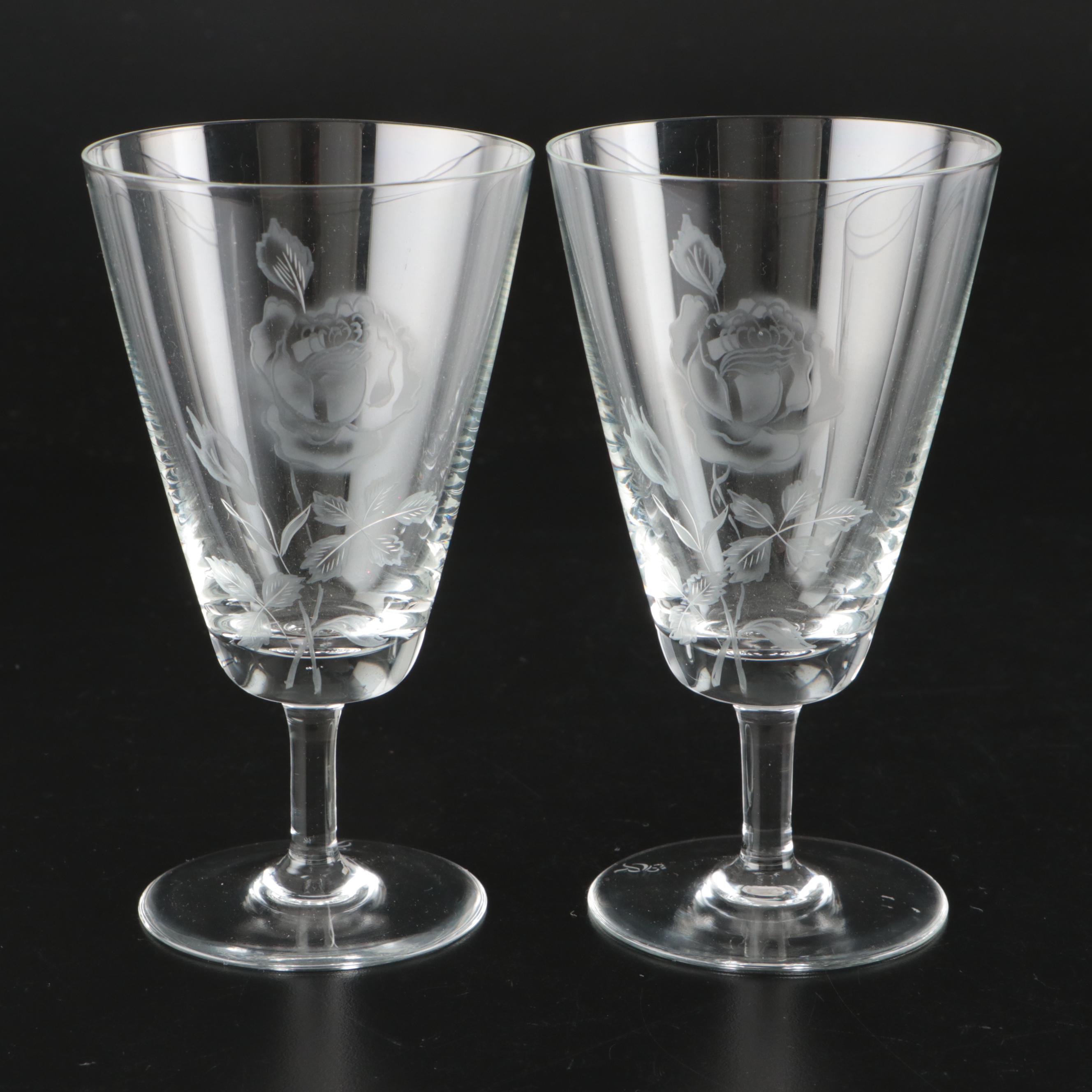 Fostoria "Rose" Glass Iced Tea and Juice Glasses